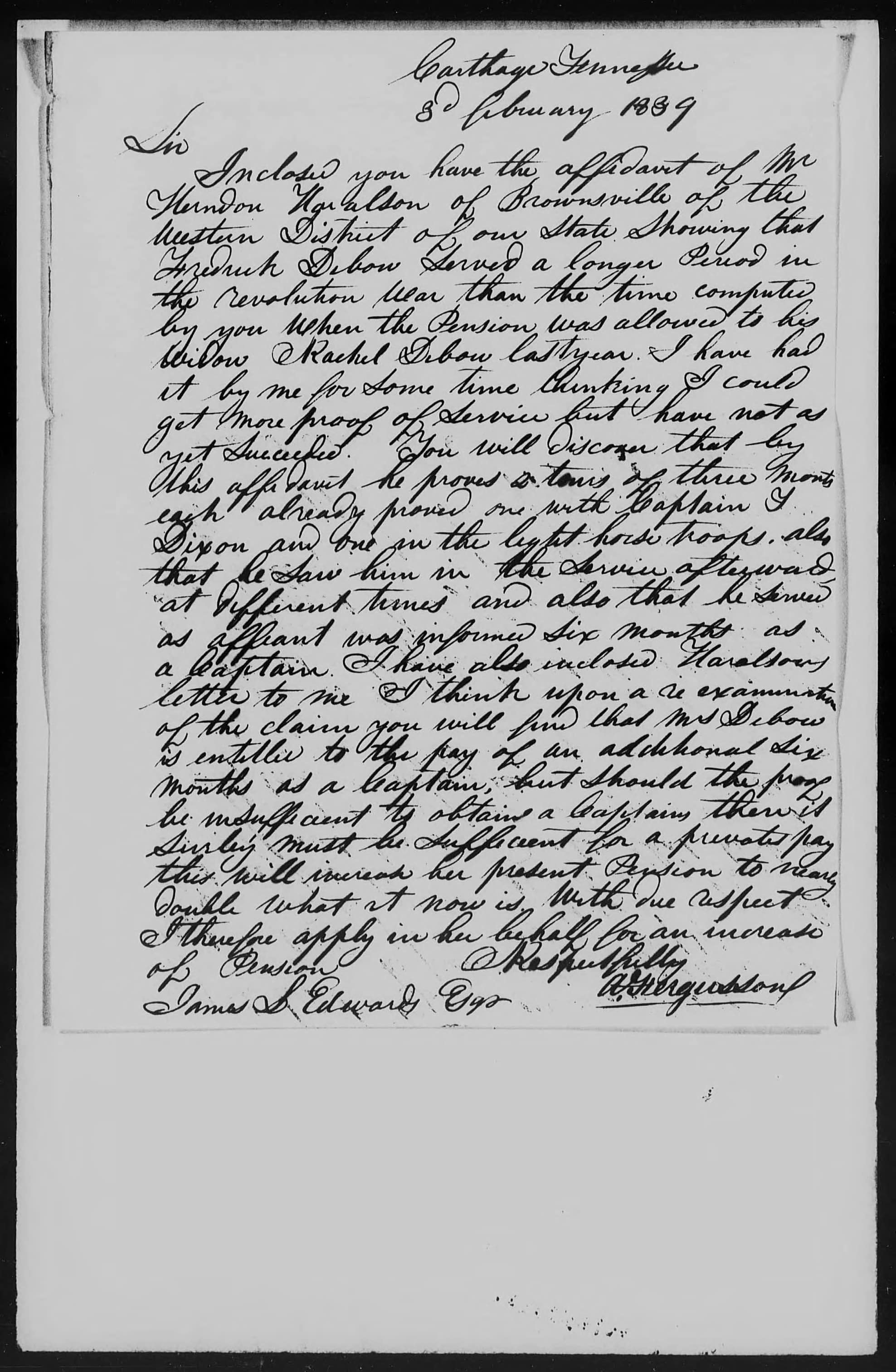 Letter from Adam Ferguson to James L. Edwards, 3 February 1839