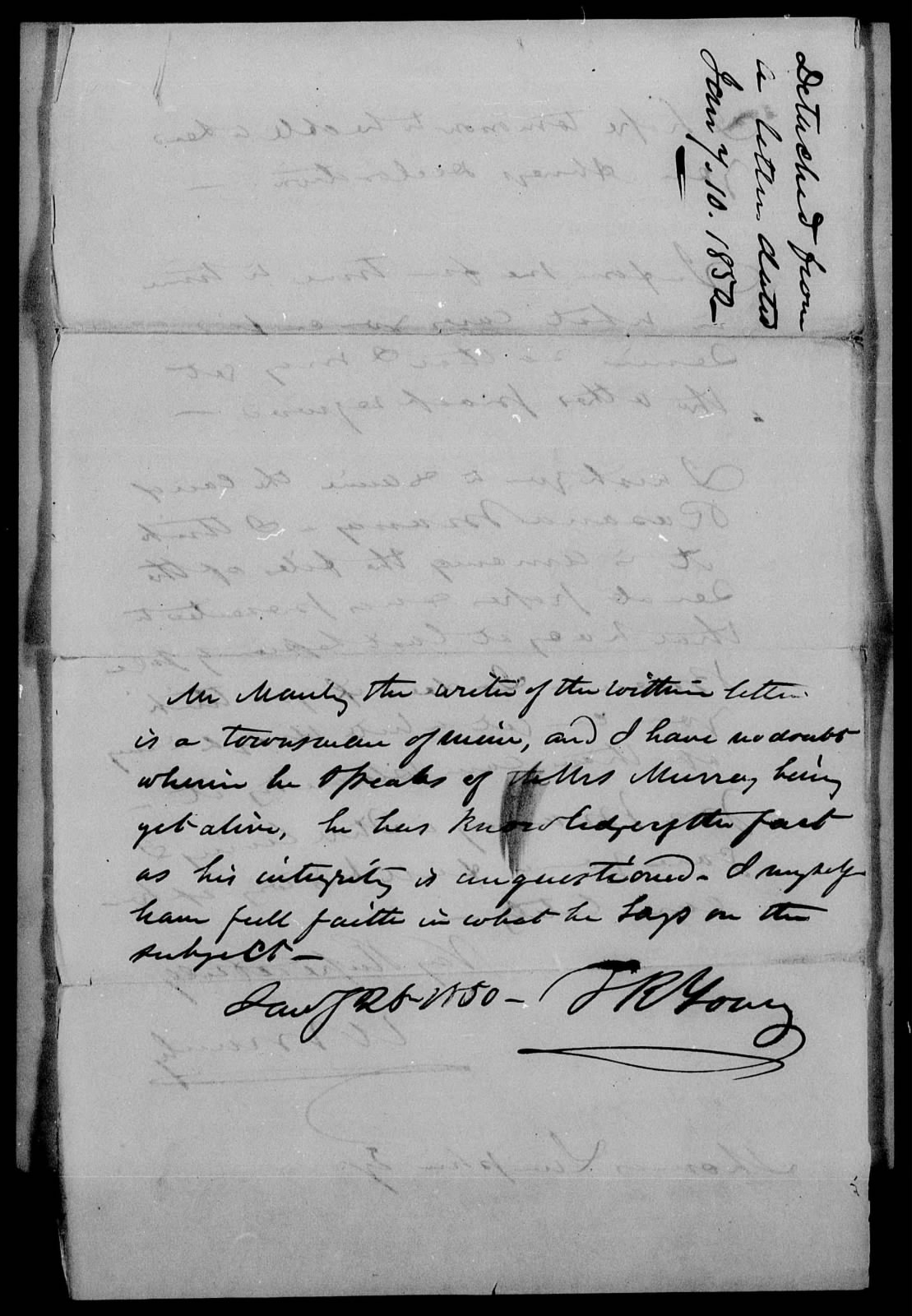 Letter from Uri Manly to Thomas Lumpkin, circa 10 January 1850, page 2