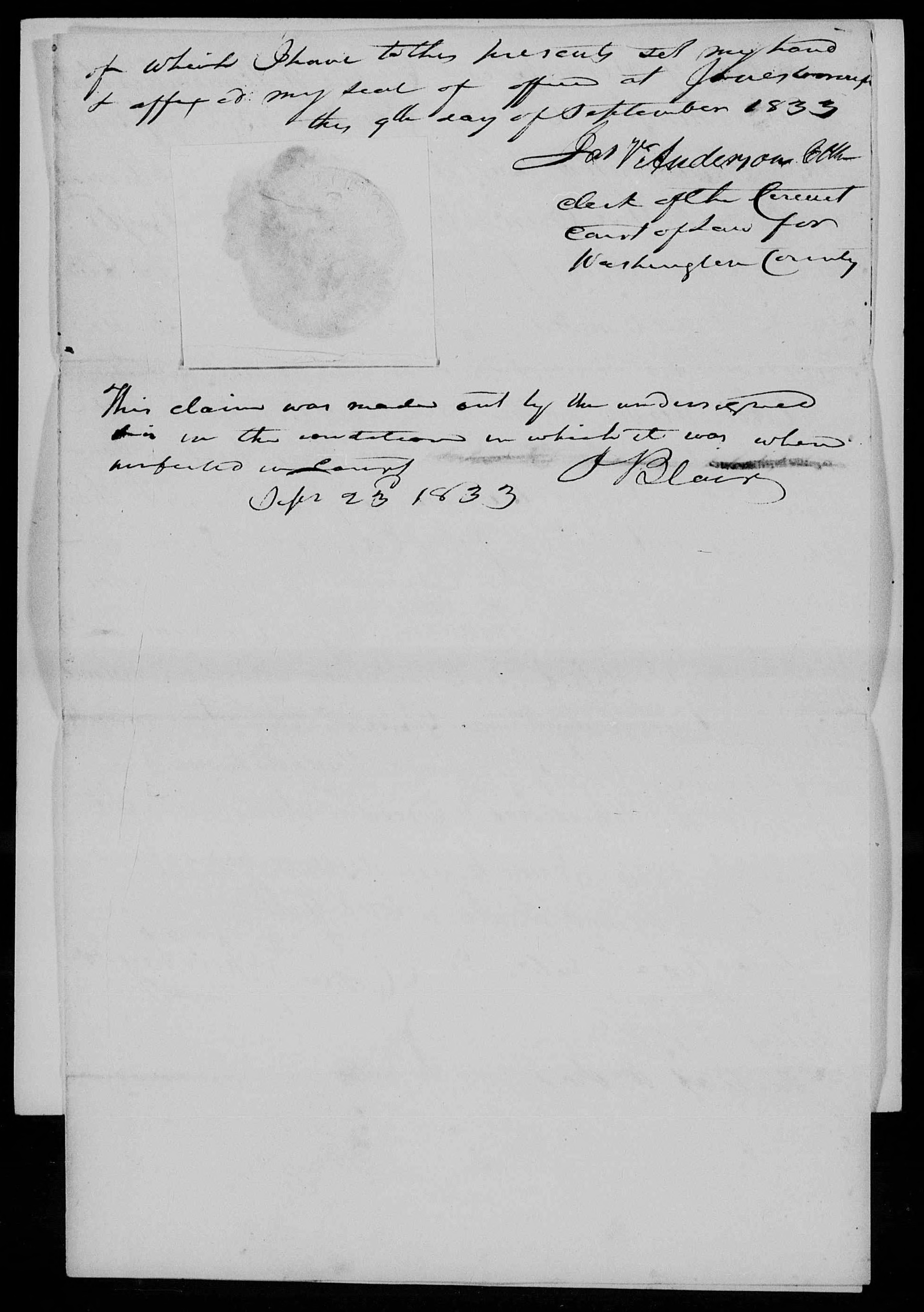 Affidavit of Henry Taylor and Jesse Moore in support of a Pension Claim for John Edwards, 9 September 1833, page 2