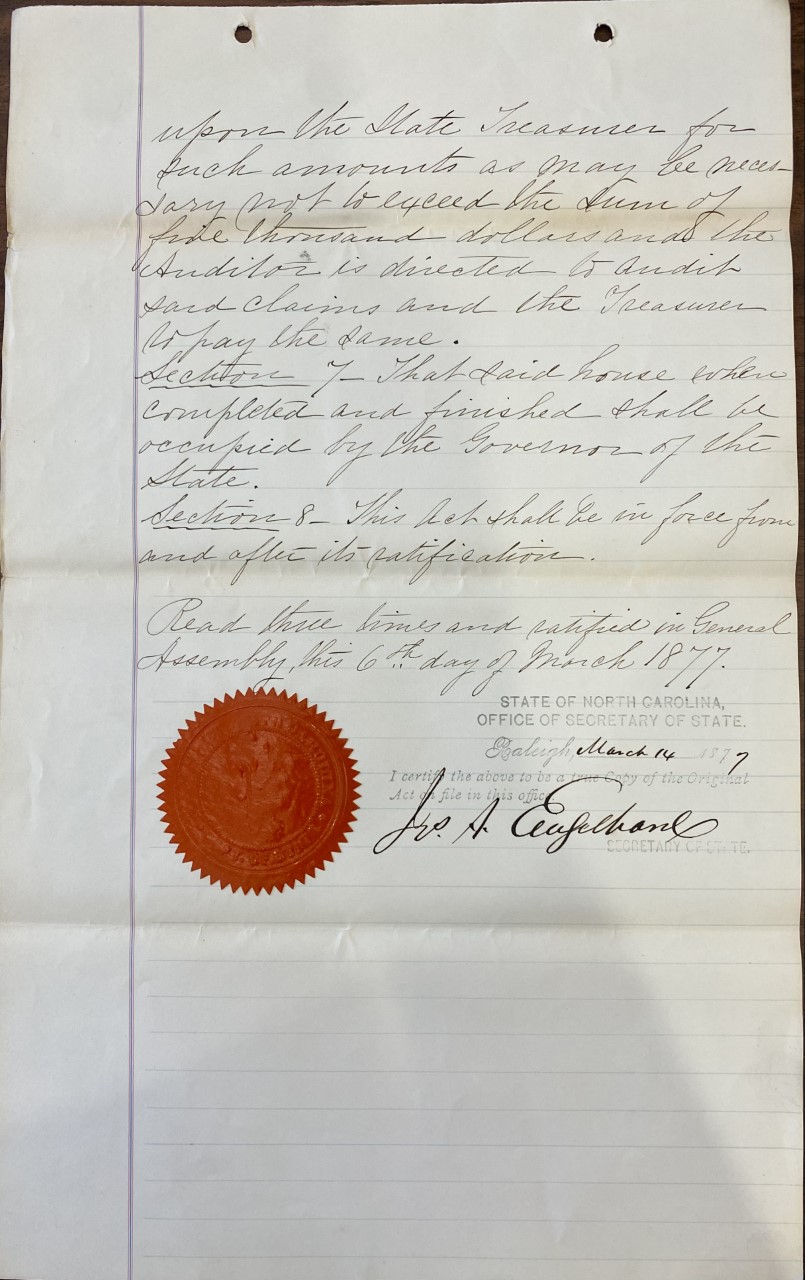 Page 3 of An Act to Provide Suitable Housing for the Governor
