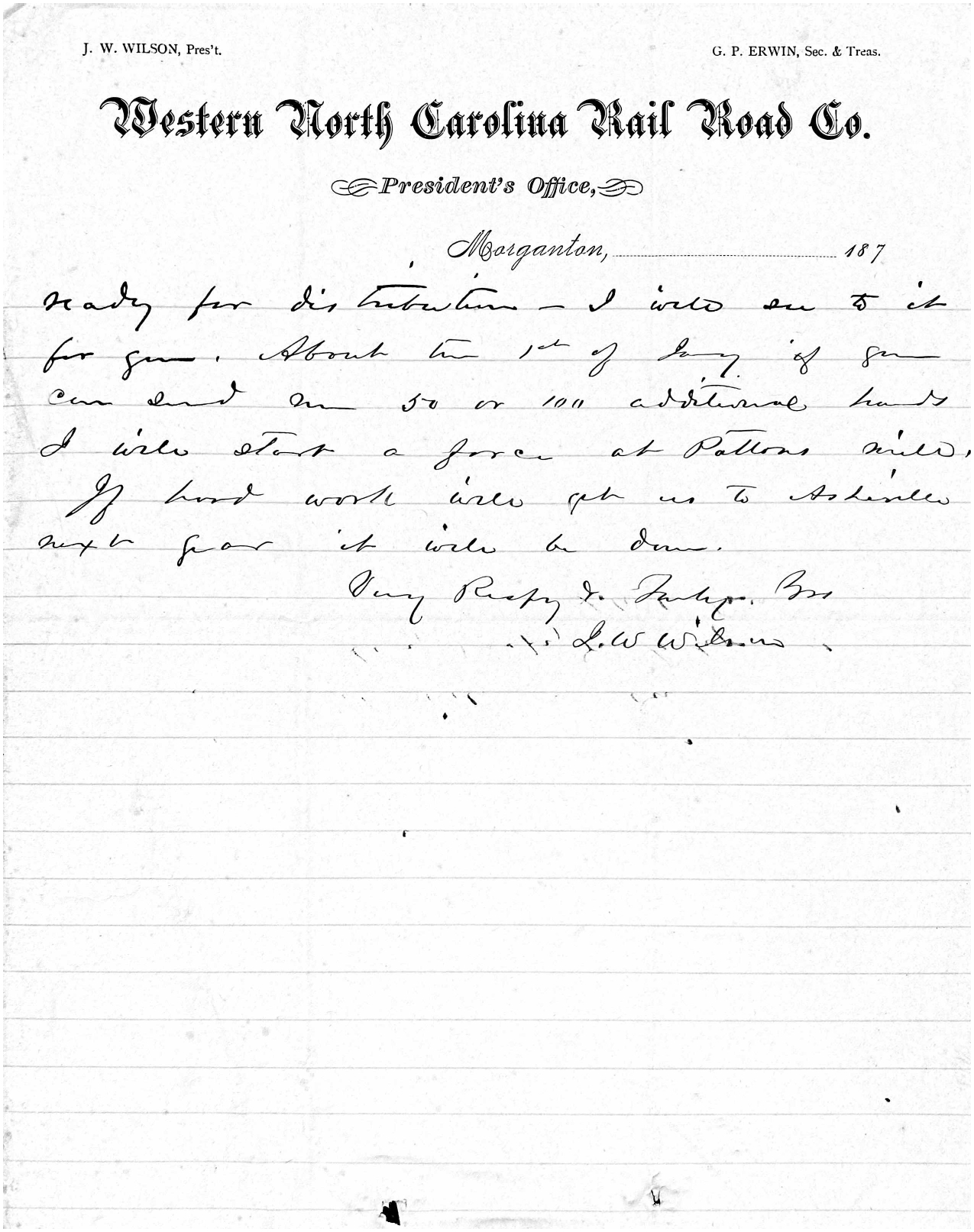 Letter from James W. Wilson to Zebulon B. Vance, 11 December 1877