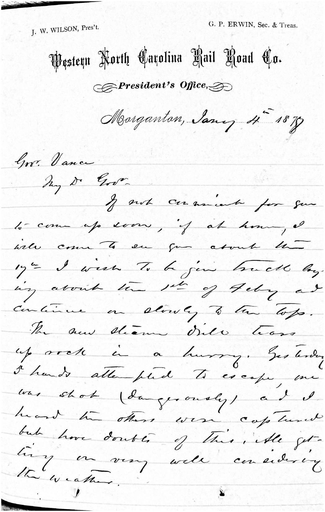 J. W. Wilson to ZBV, 4 Jan 1878