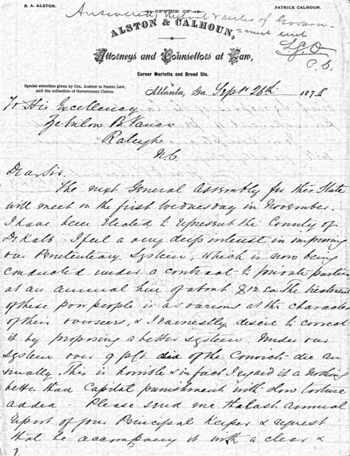 R A Alston To ZBV 9-26-1878