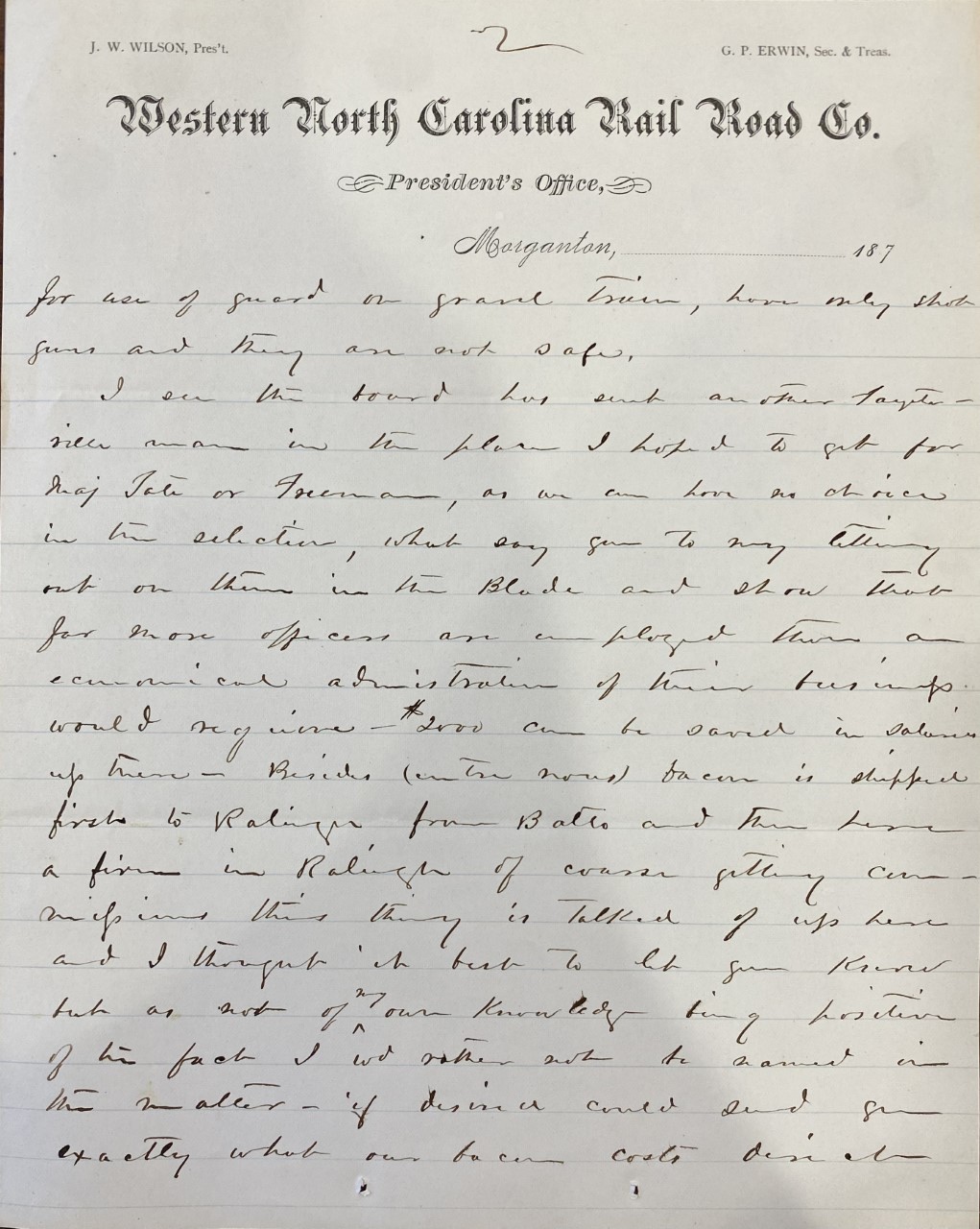 JWW to ZBV 6-3-1877