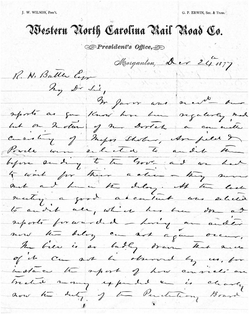 James Wilson to R H Battle