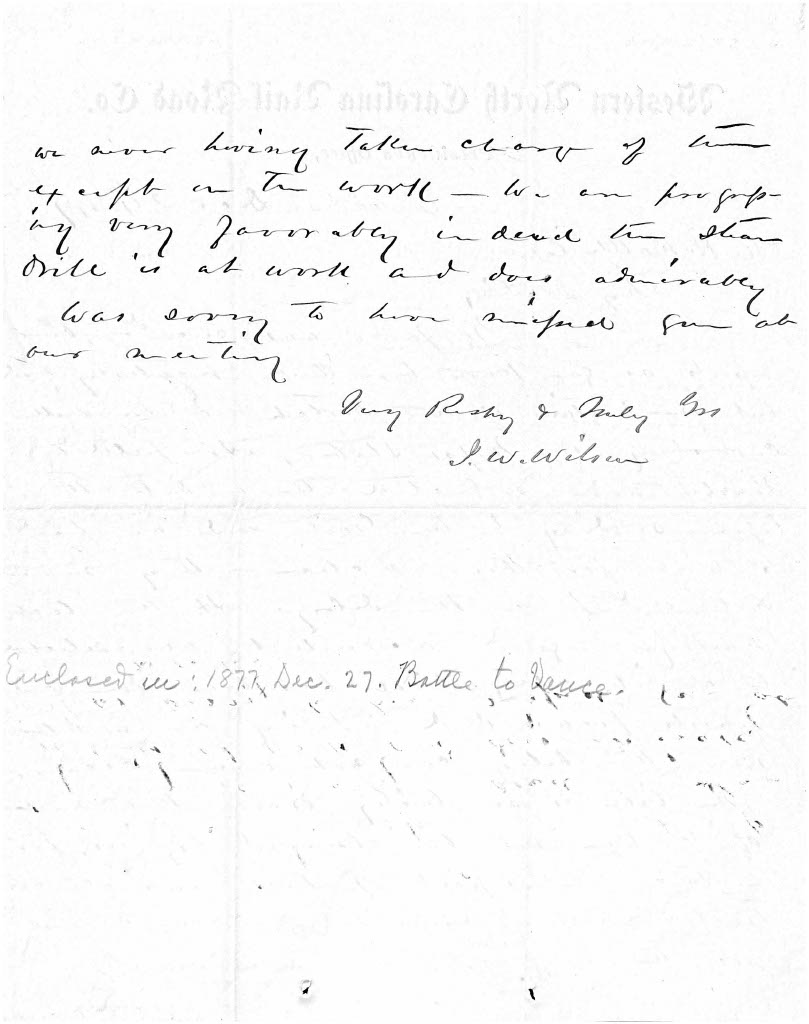 James Wilson to R H Battle