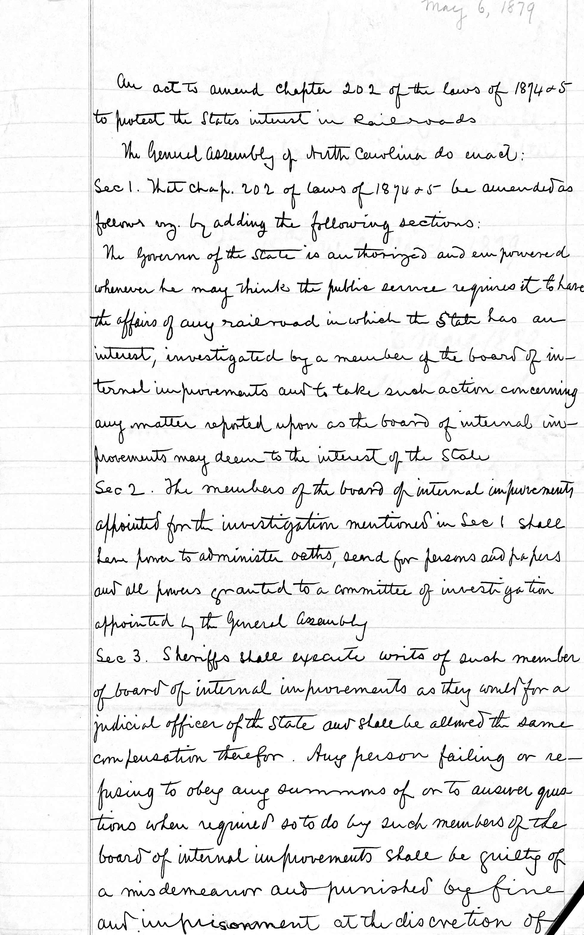 An Act To Ammend Ch 202 Of The Laws Of 1874 & 5