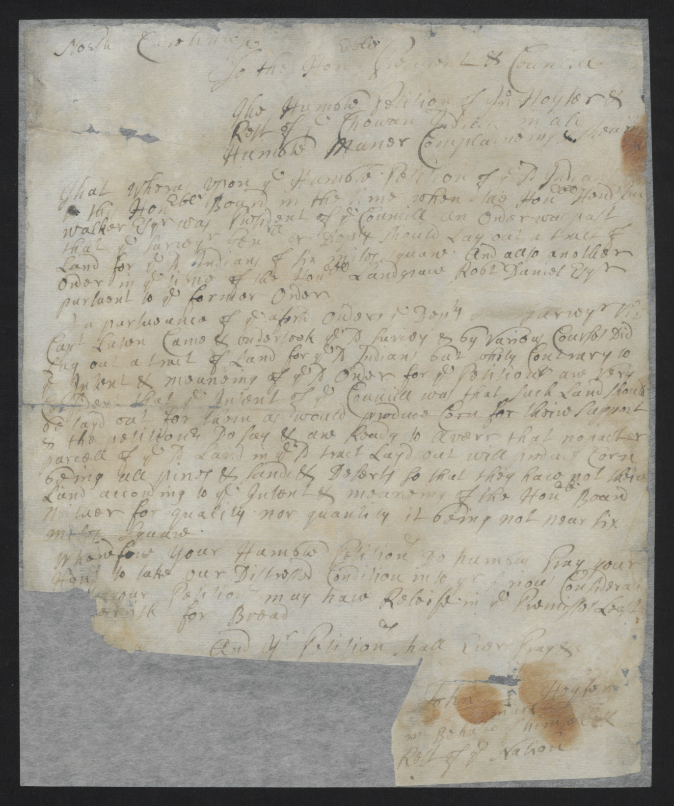 Petition of John Hoyter and the Chowan Indians