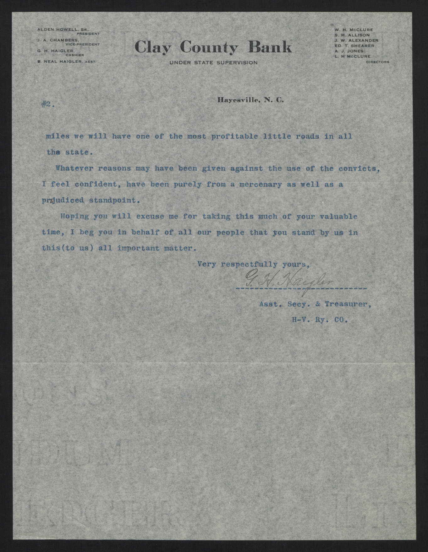 Letter from Haigler to Craig, June 23, 1915, page 2