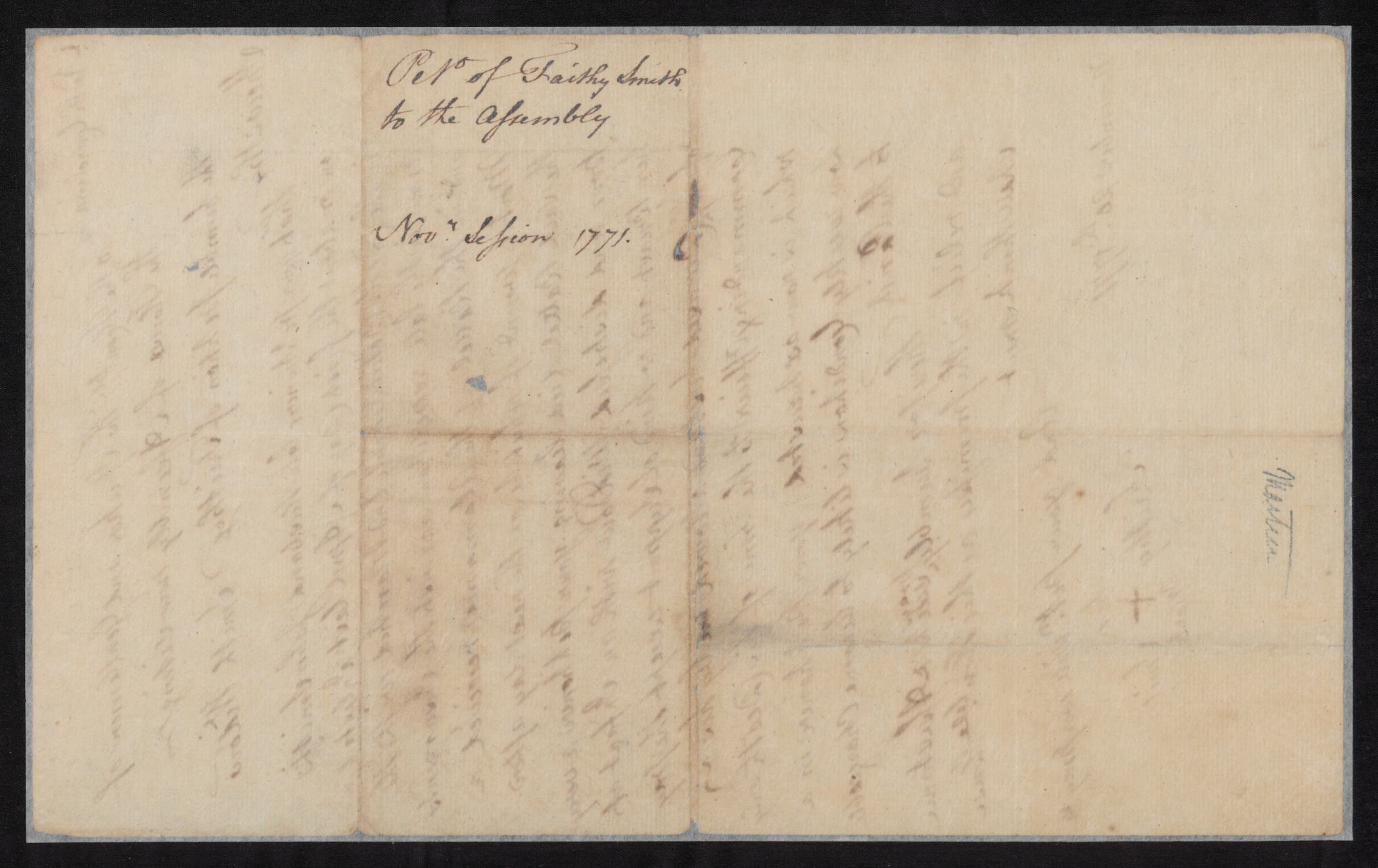 Petition from Faithy Smith to the North Carolina Colonial Assembly for a Pension, 20 November 1771, page 2.
