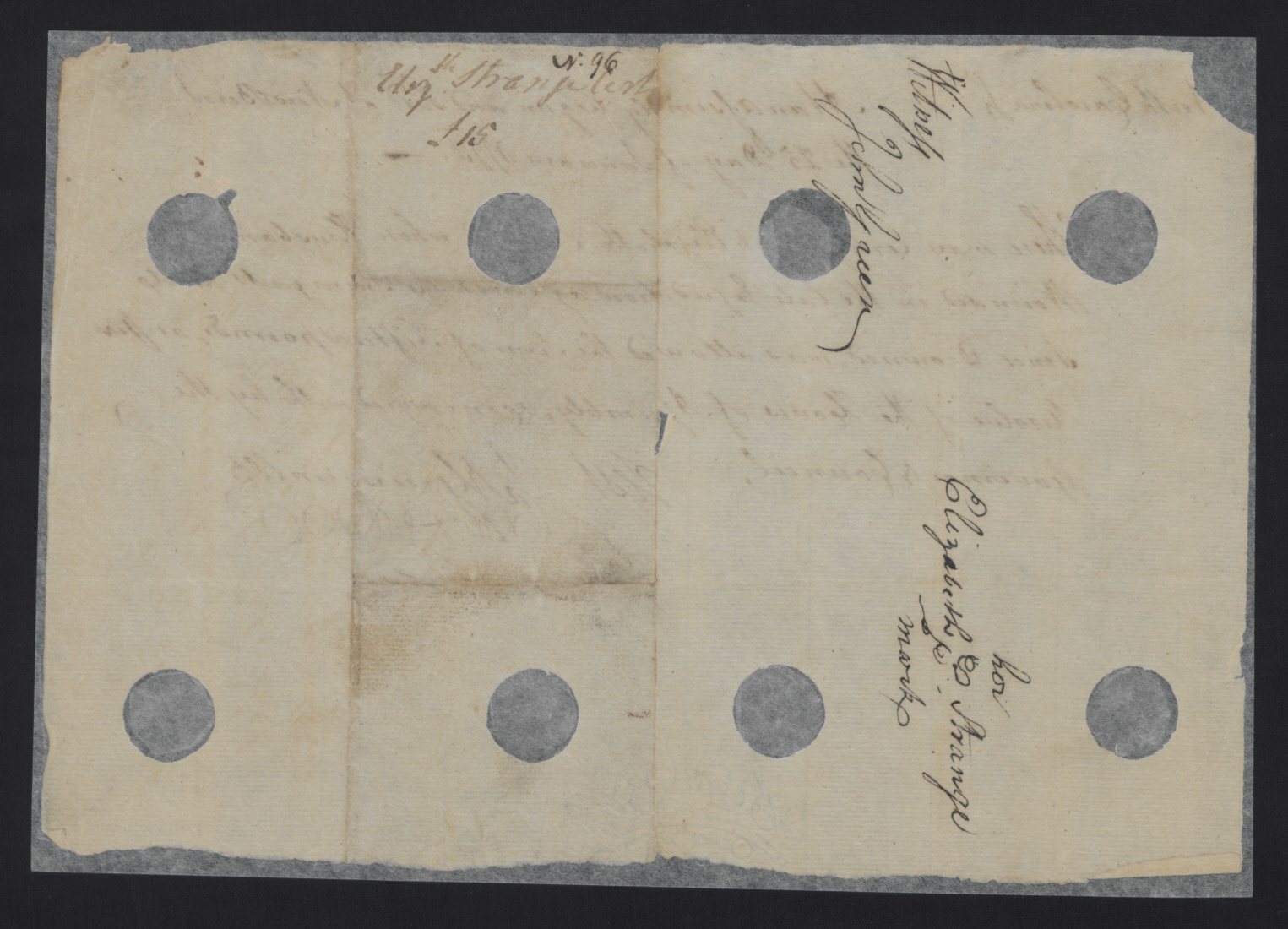 Pension Certificate from the North Carolina Colonial Assembly to Elizabeth Strange, 25 January 1773, page 2.