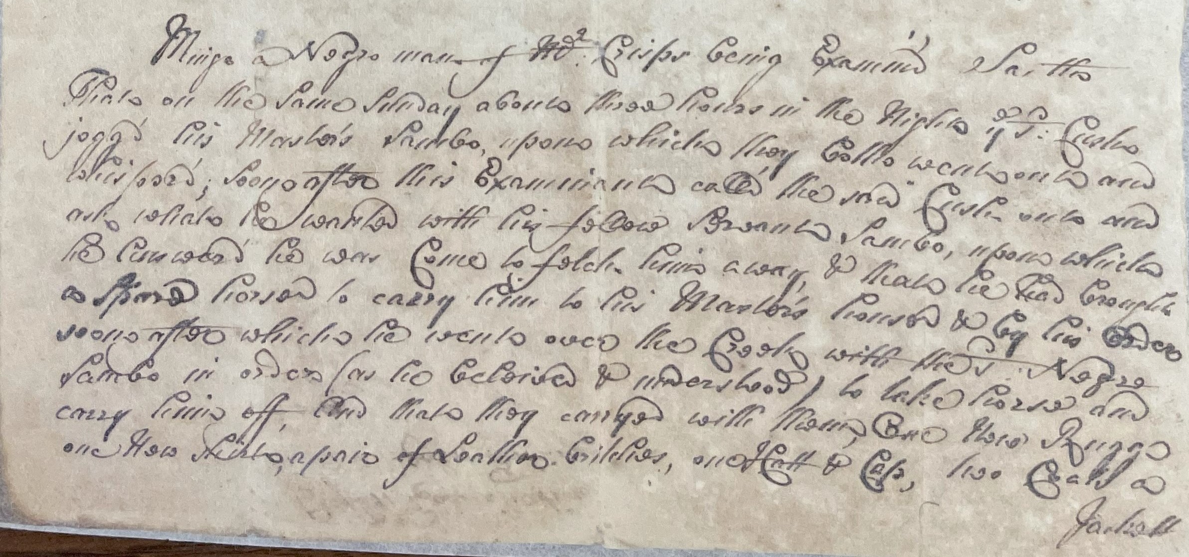 Examination of Mingo, 19 April 1720, page 1