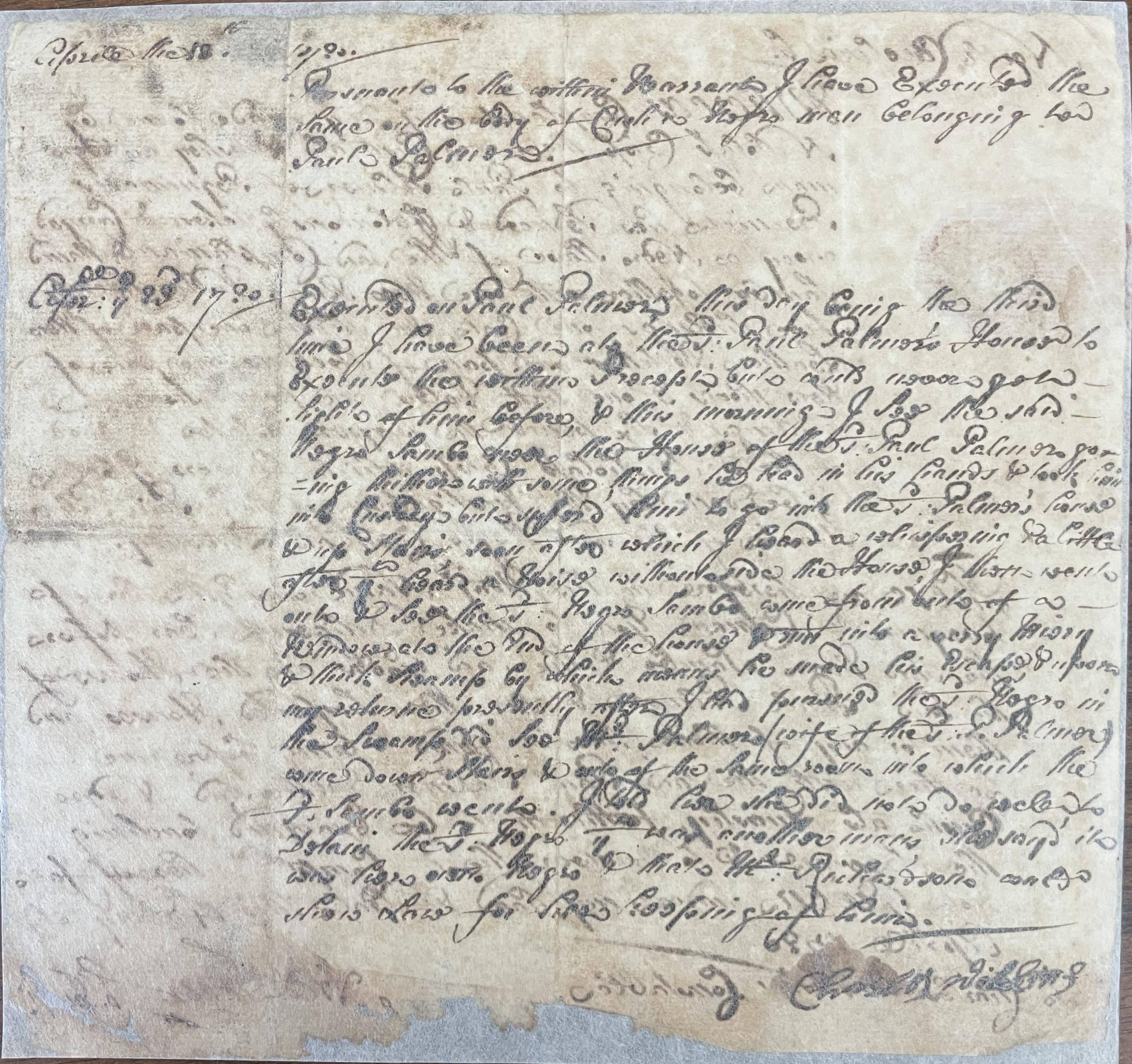 Warrant from Frederick Jones to Charles Wilkins for Cush, 14 April 1720, page 2