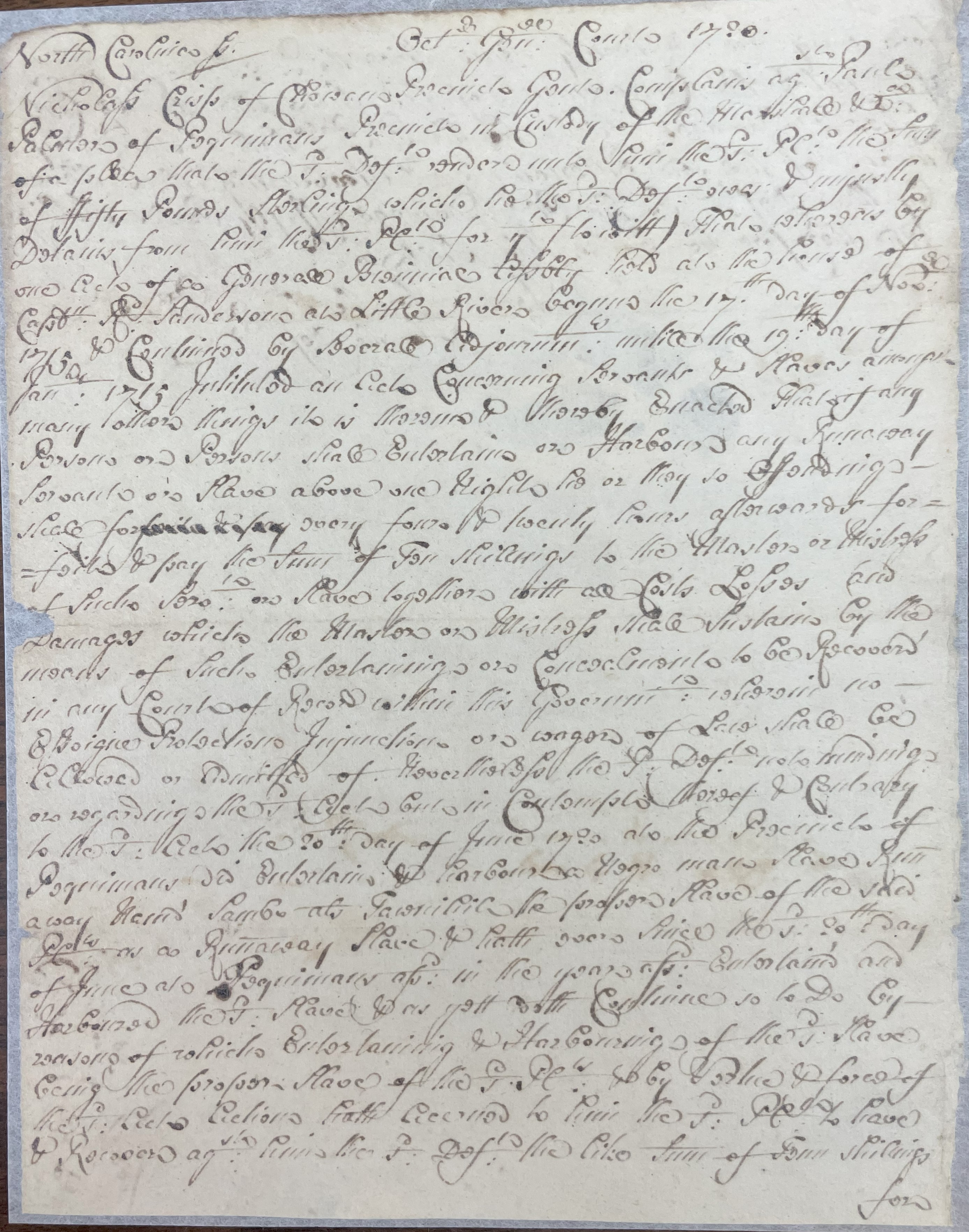 Complaint from Nicholas Crisp against Paul Palmer, October 1720, page 1