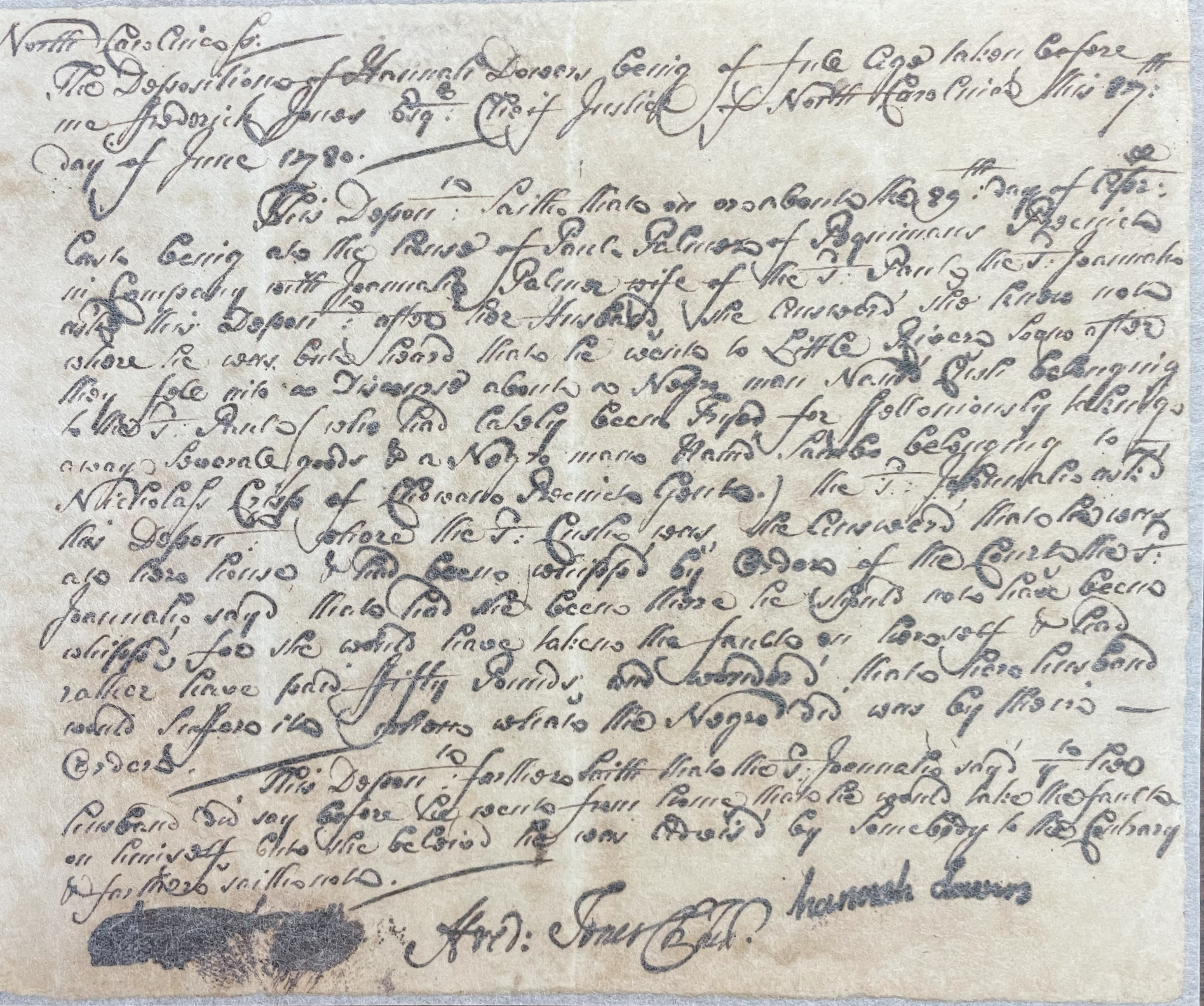 Deposition of Hannah Dorsers, 27 June 1720, page 1