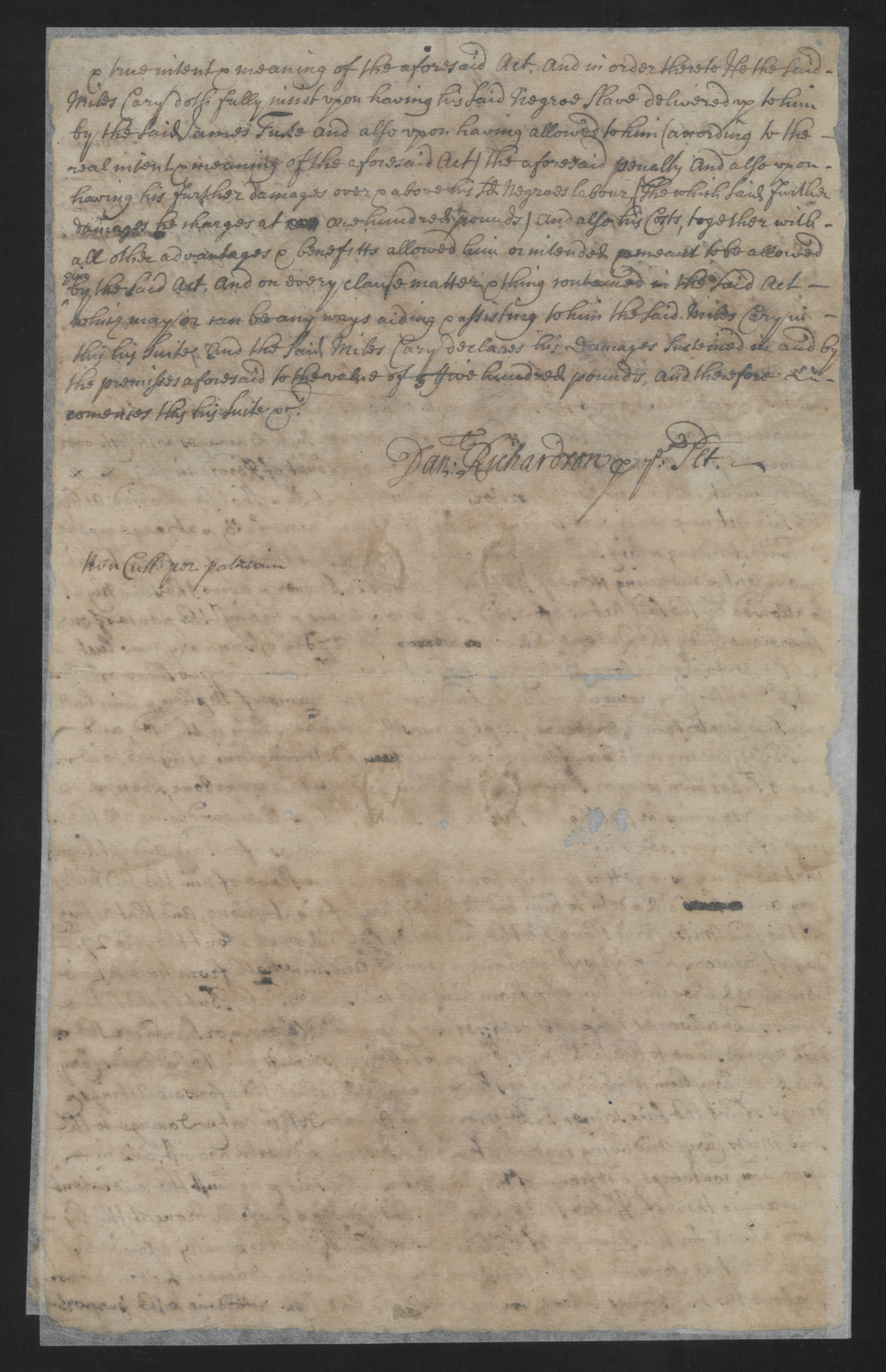 Complaint from Miles Cary against James Tookes, 30 July 1713, page 2