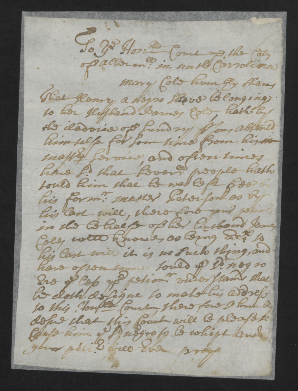 Petition of Mary Coles, circa 1713