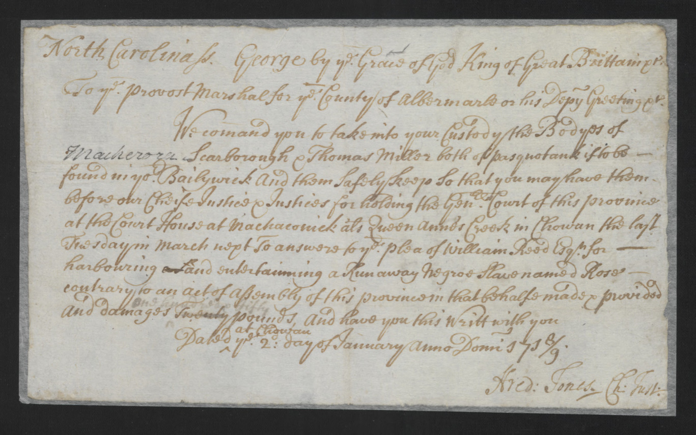 Warrant from Frederick Jones to Levi Cressey, 2 January 1719, page 1