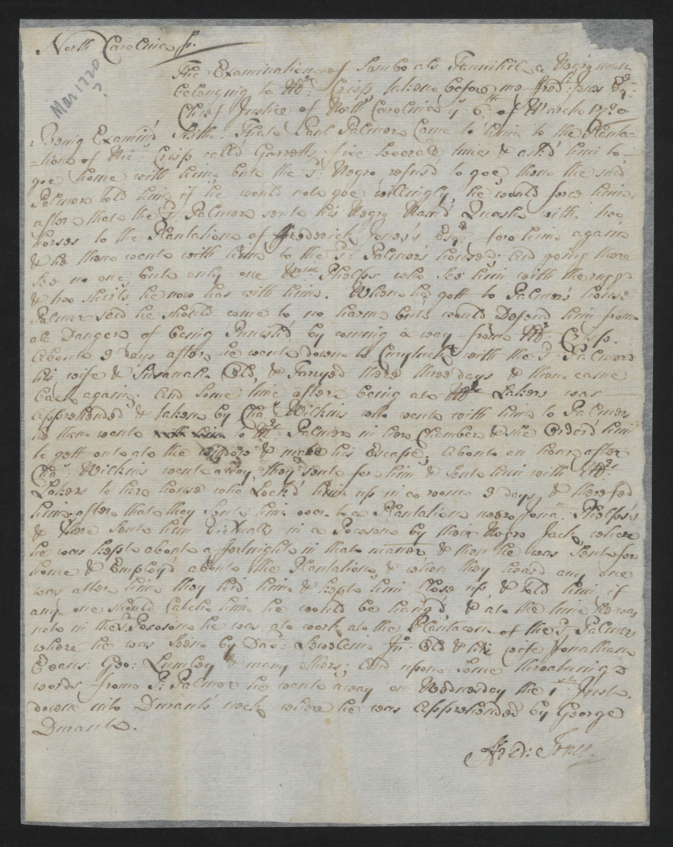 Deposition of Sambo, March 1720, page 1