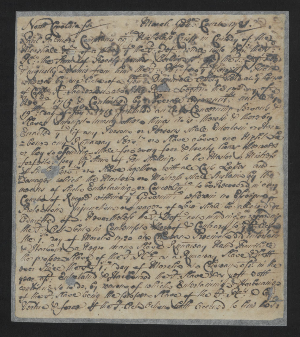 Complaint from Paul Palmer against Nicholas Crisp, March 1721, page 1