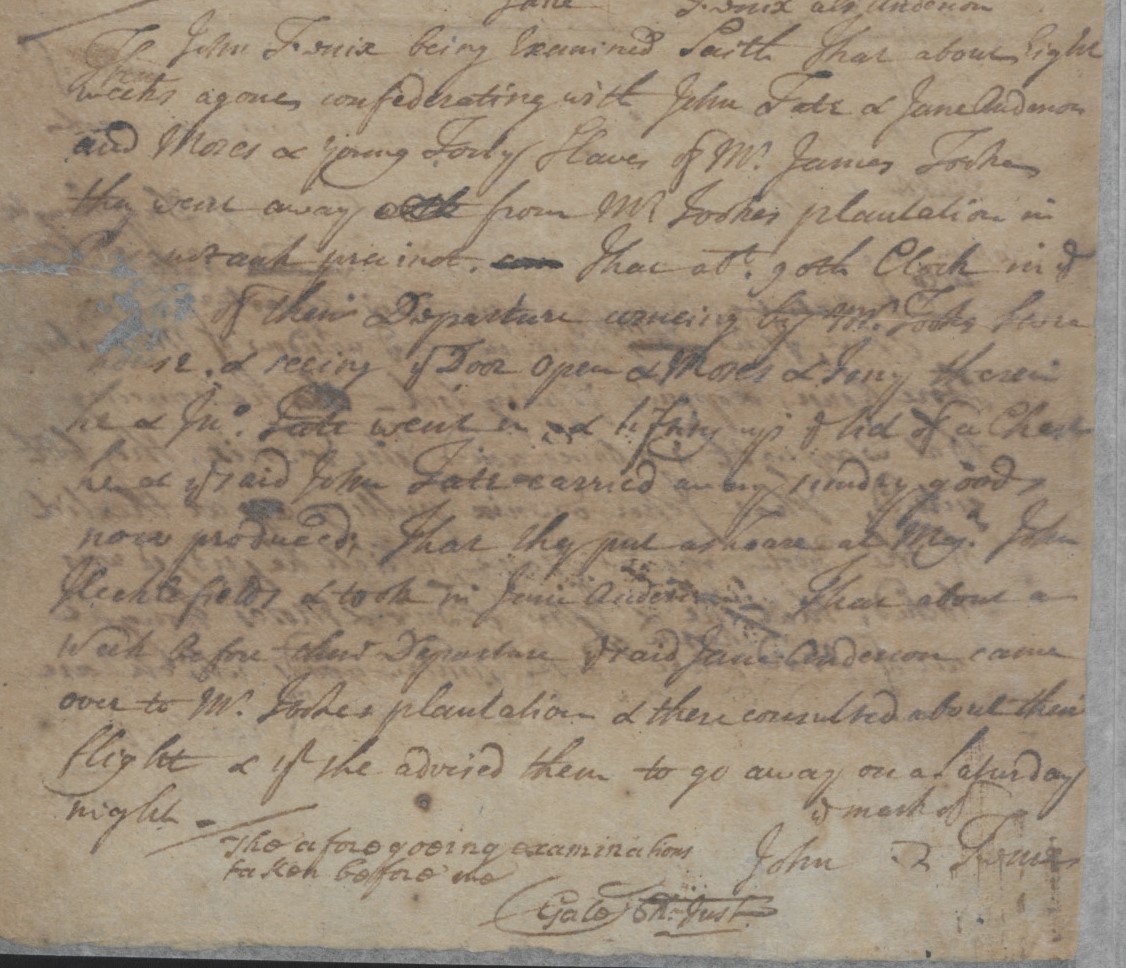 Examination of John Fenix, 2 April 1715