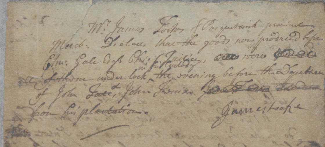 Examination of James Tooke, 2 April 1715