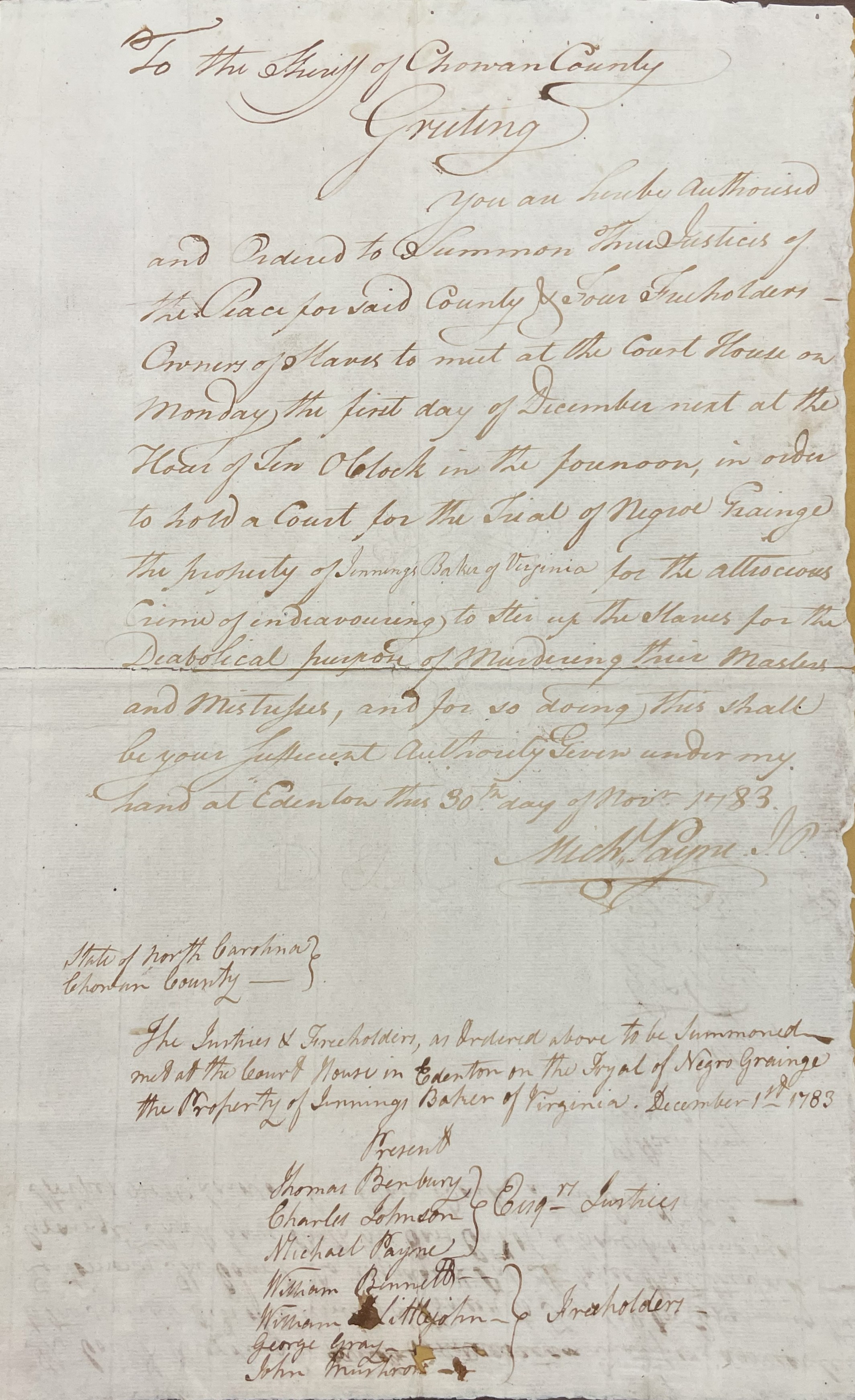 Trial of Grainge, 30 November 1783, page 1