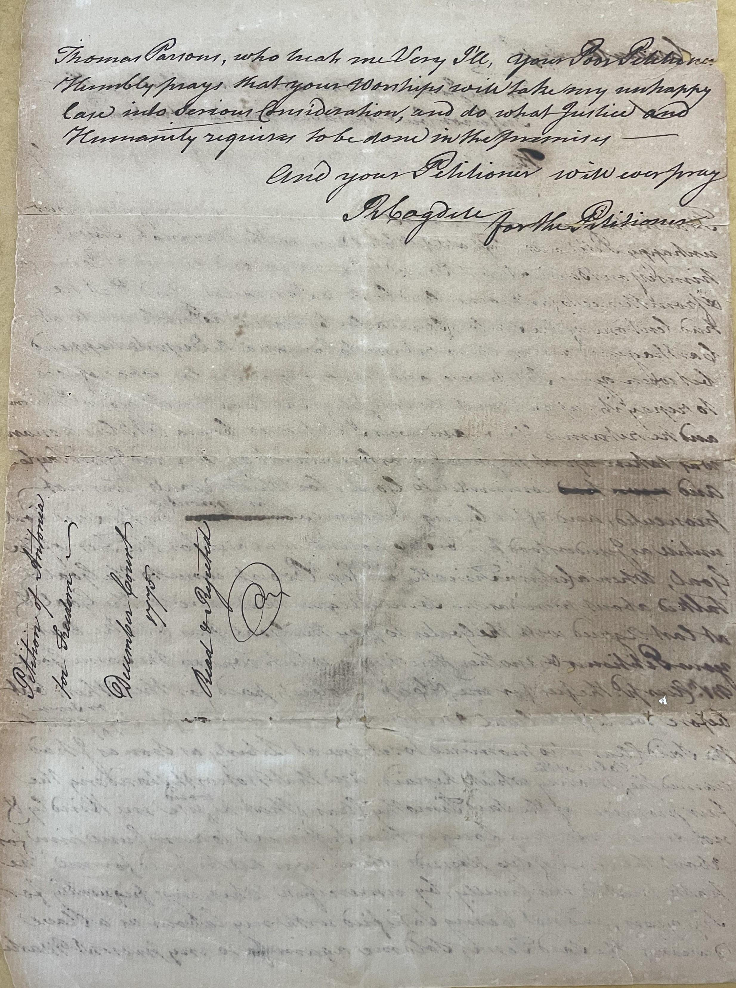 Petition from Antonio Muray to the Craven County Court, December 1775, page 2