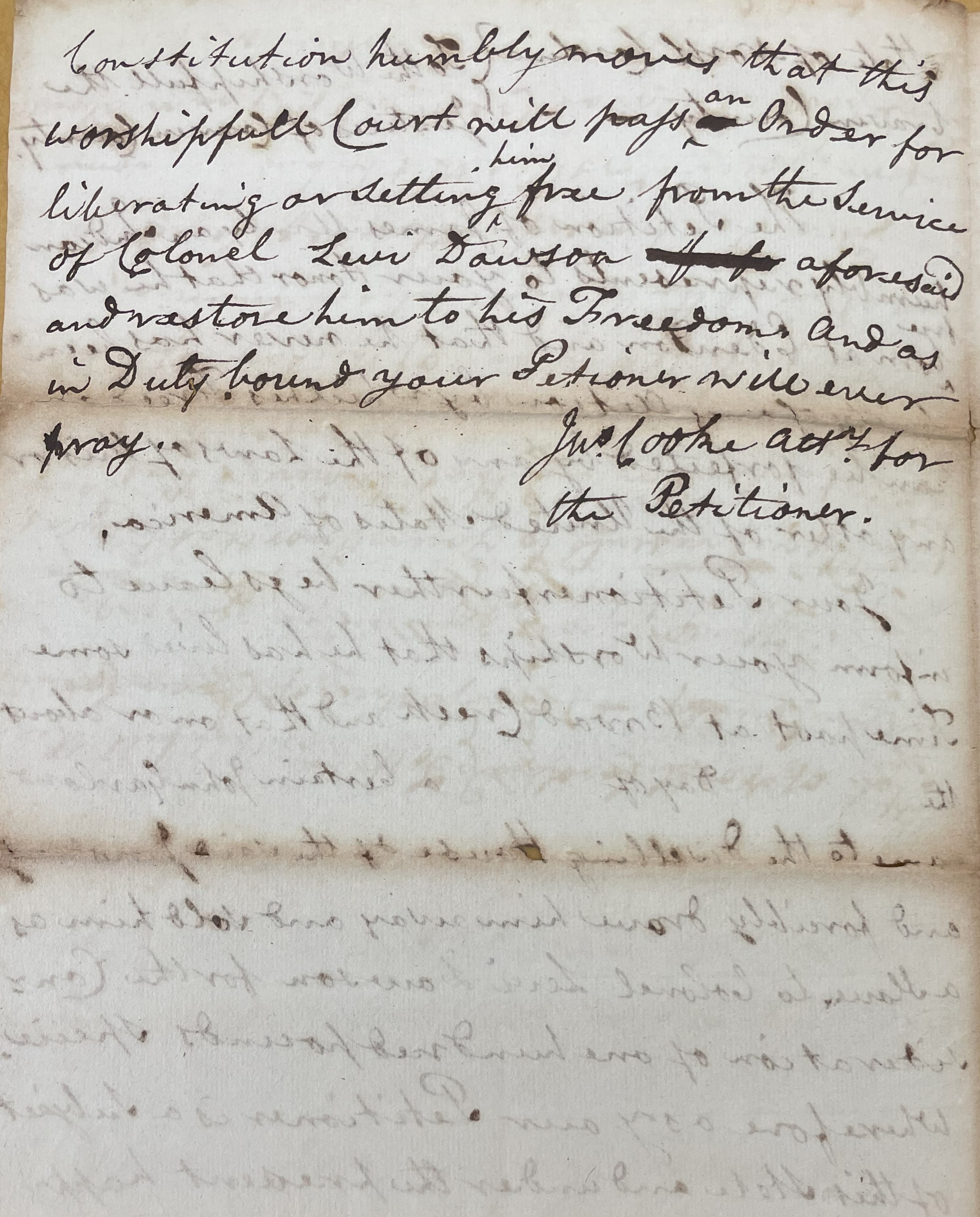 Petition from James Manly to the Craven County Court, December 1782, page 2