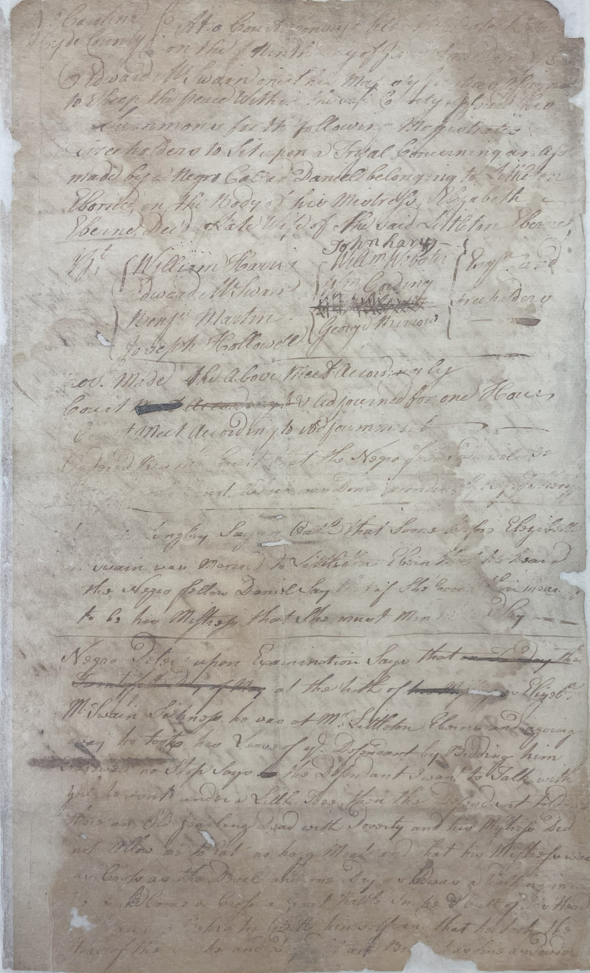 Trial of Daniel, circa June 1756, page 1