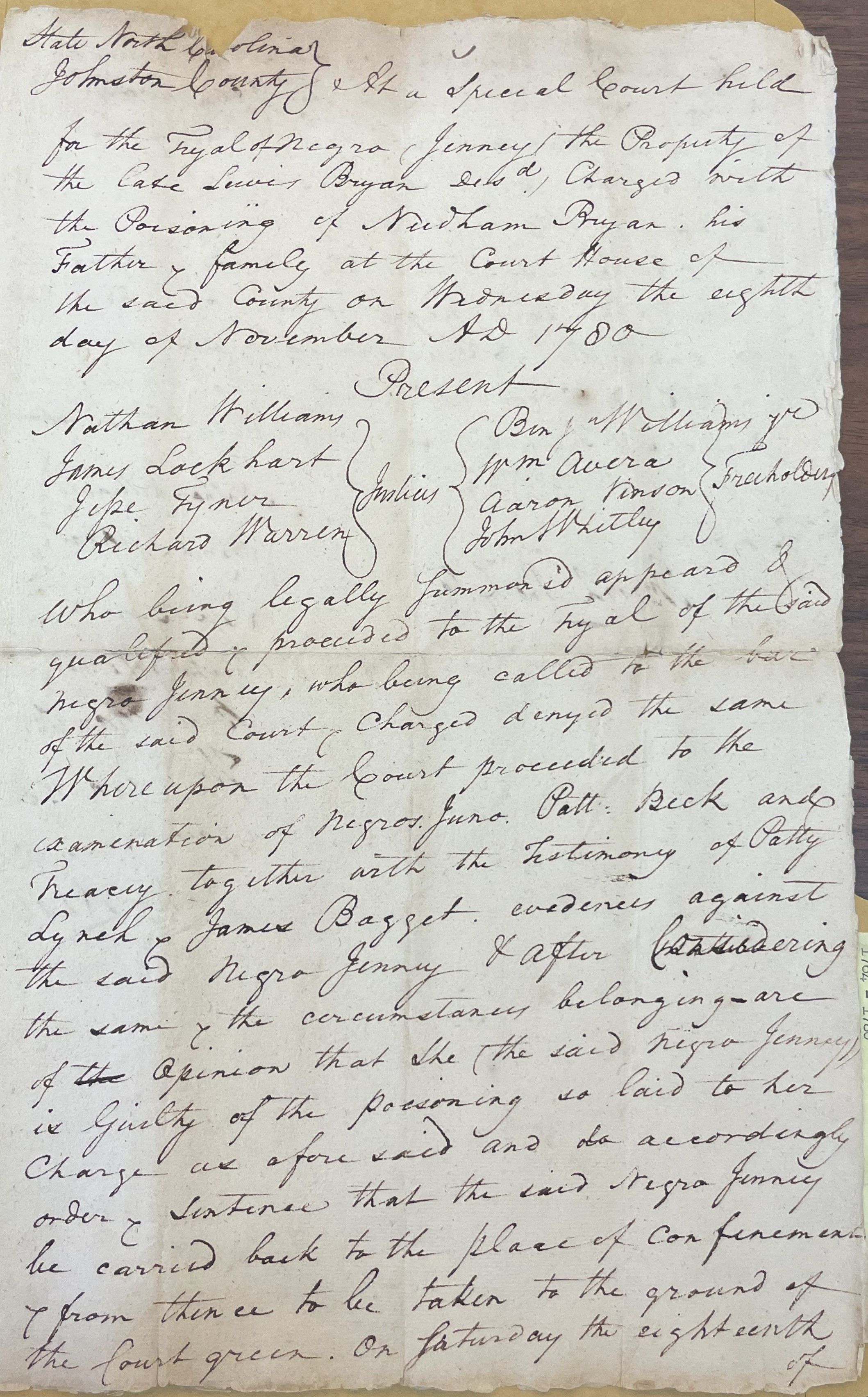 Trial of Jenney, 8 November 1780, page 1