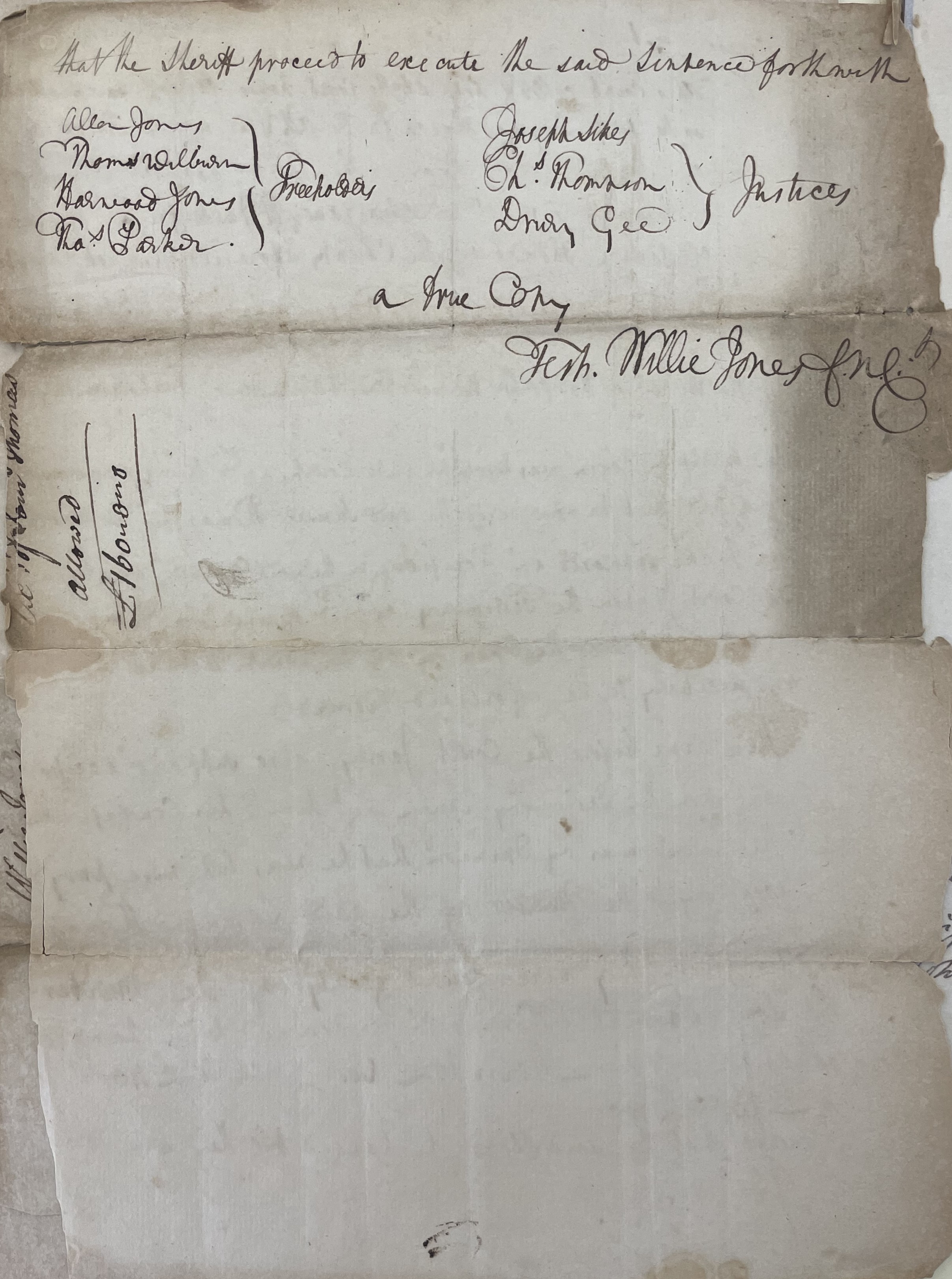 Order from Willie Jones for Robin, Jamey, and Jack, 18 March 1768, page 2