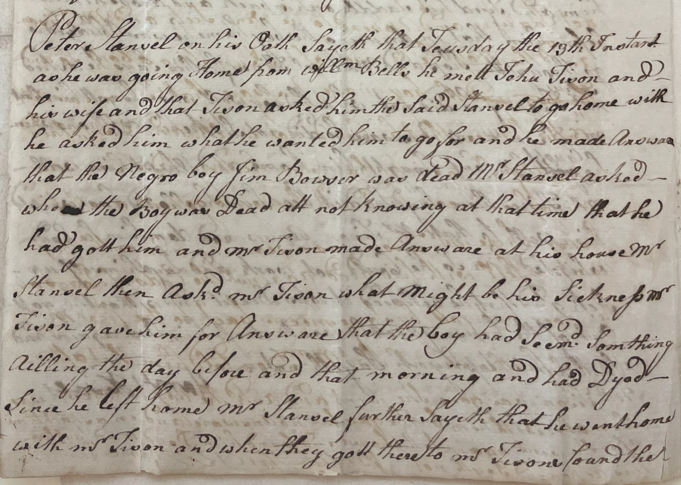 Examination of Peter Stansel, 14 January 1778, page 1