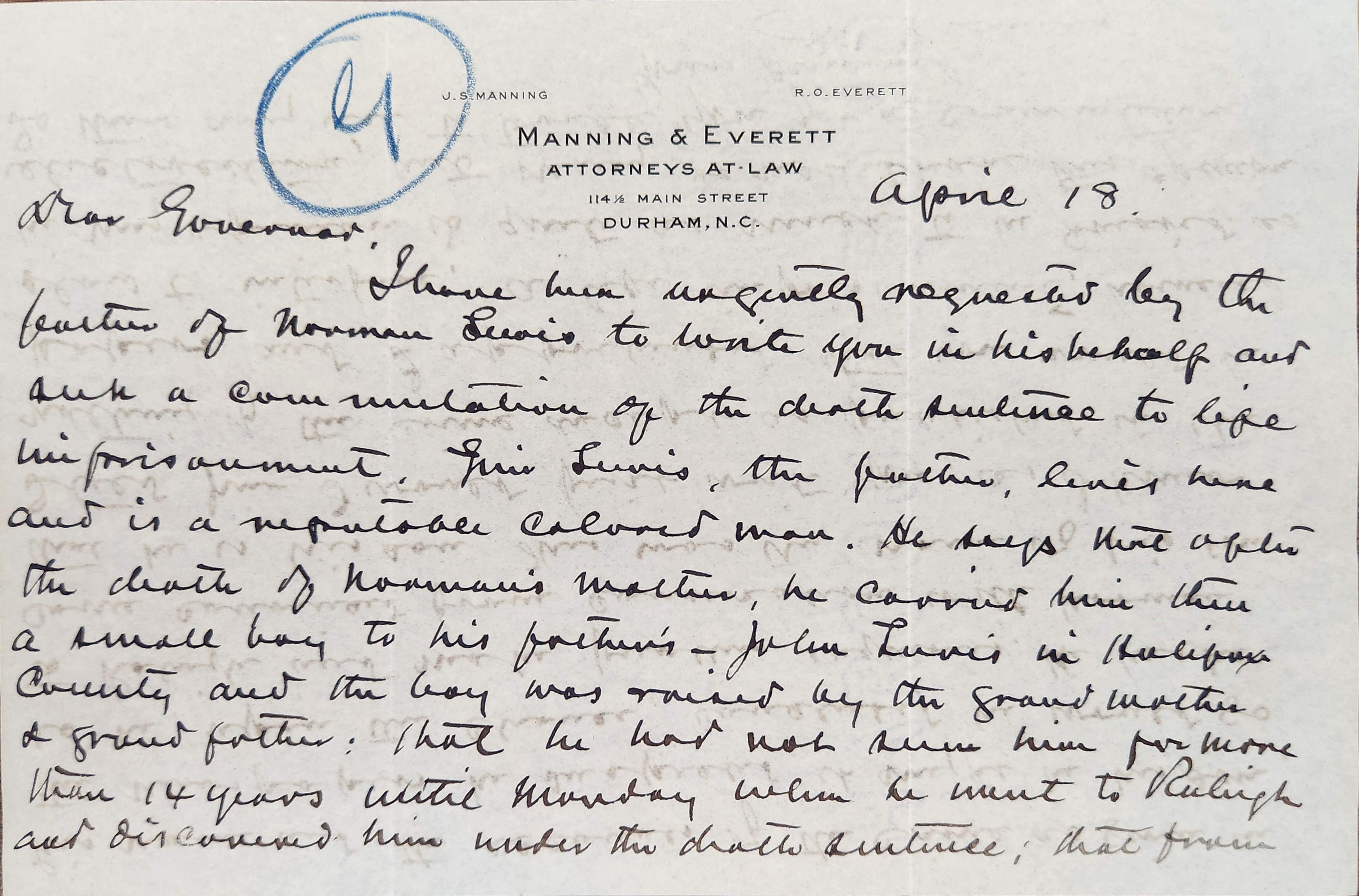 Manning to Kitchin, April 18, page 1