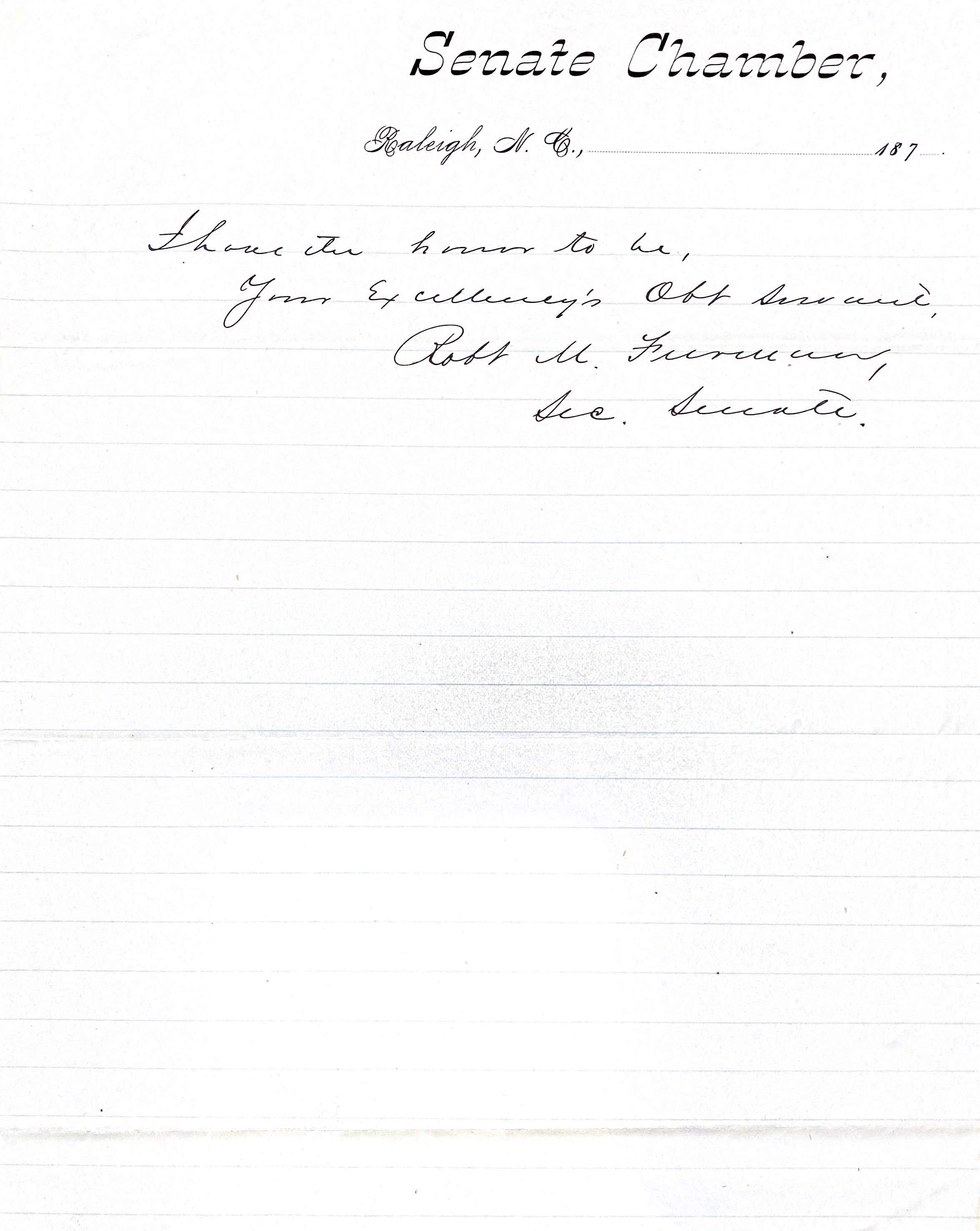 Robert M. Furman to Thomas J. Jarvis, 12 March 1879