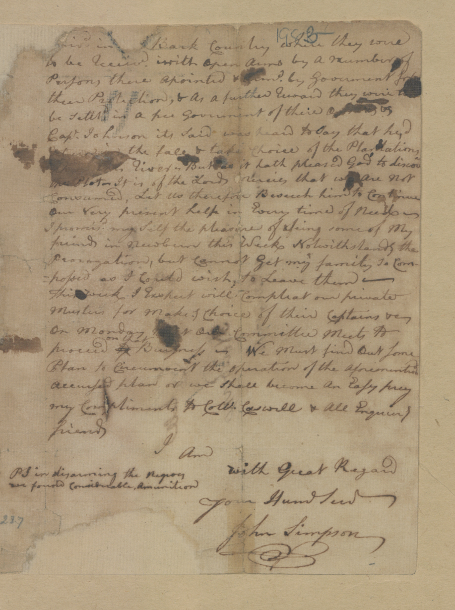Letter from John Simpson to Richard Cogdell, 15 July 1775, page 3
