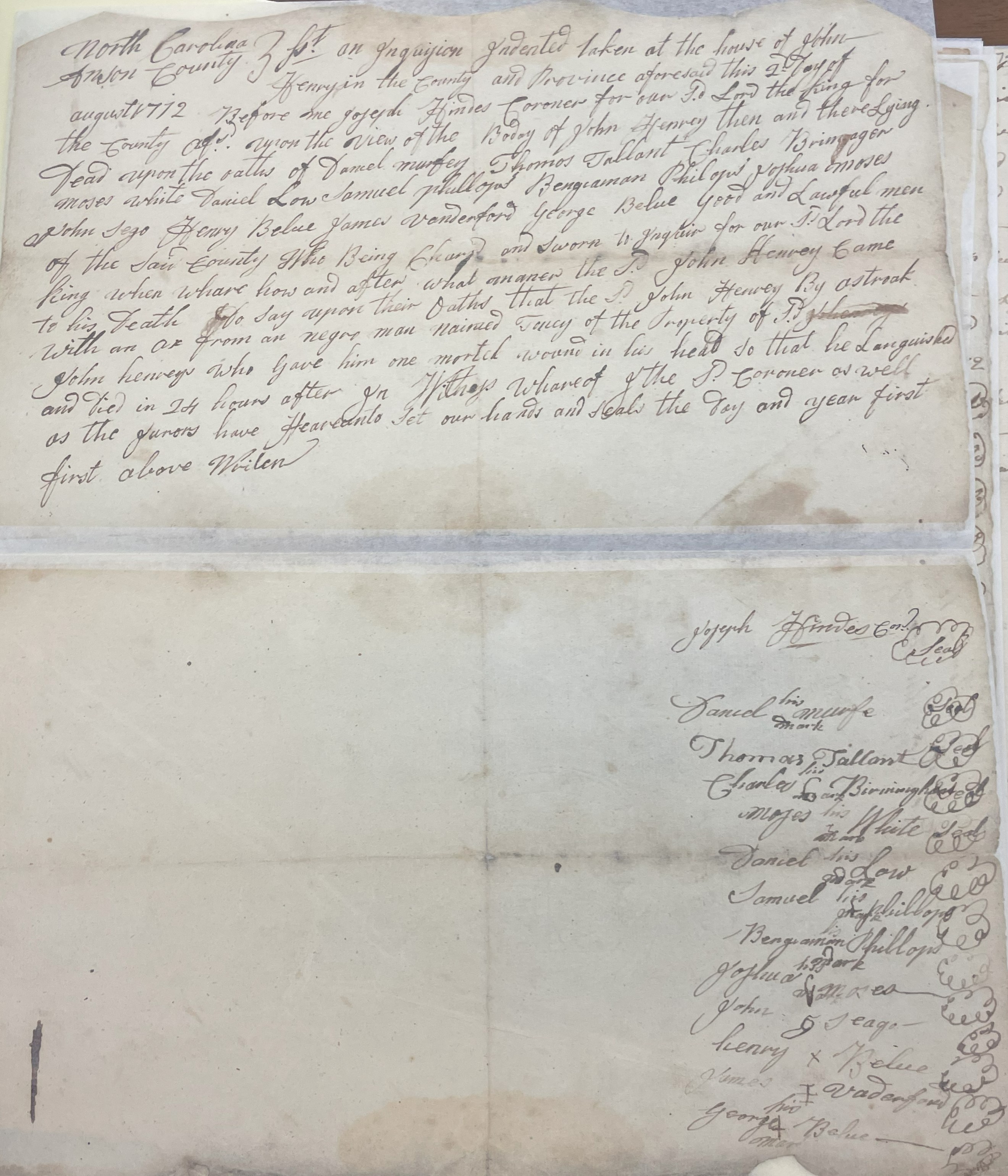Coroner's Inquest for John Henry, 2 August 1772, page 1