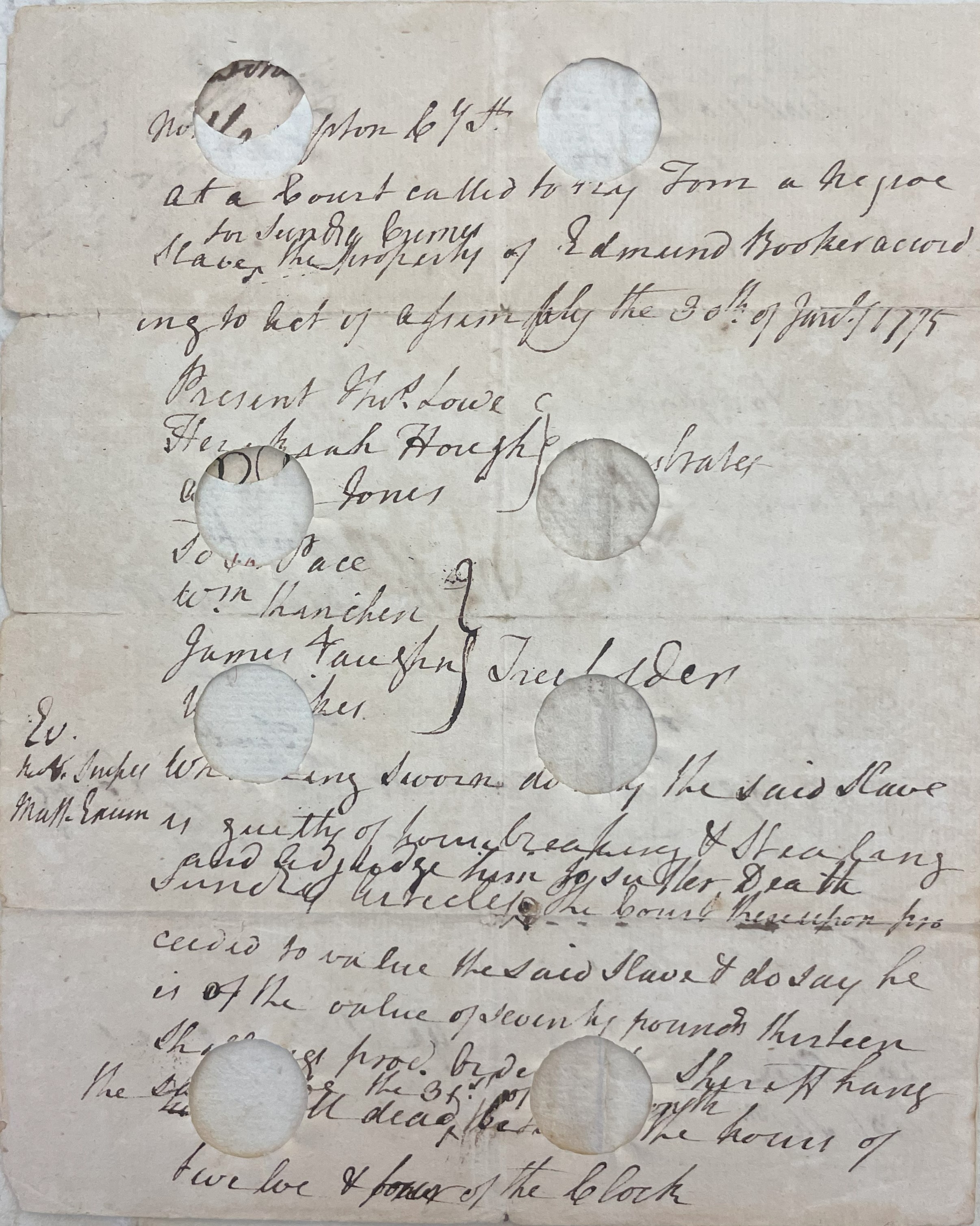 Trial of Tom, 30 January 1775, page 1
