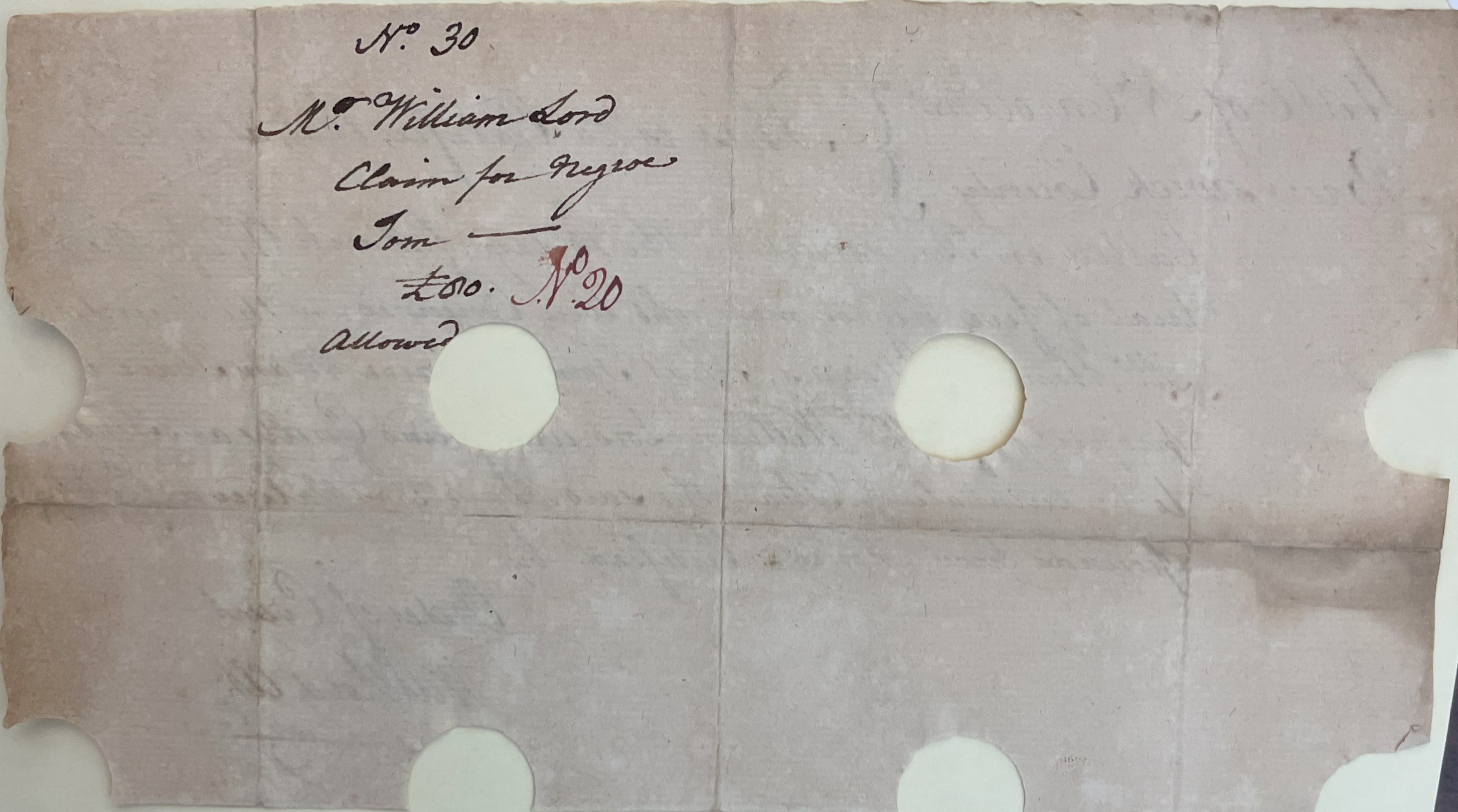 Claim from William Lord for Tom, 18 March 1777, page 2