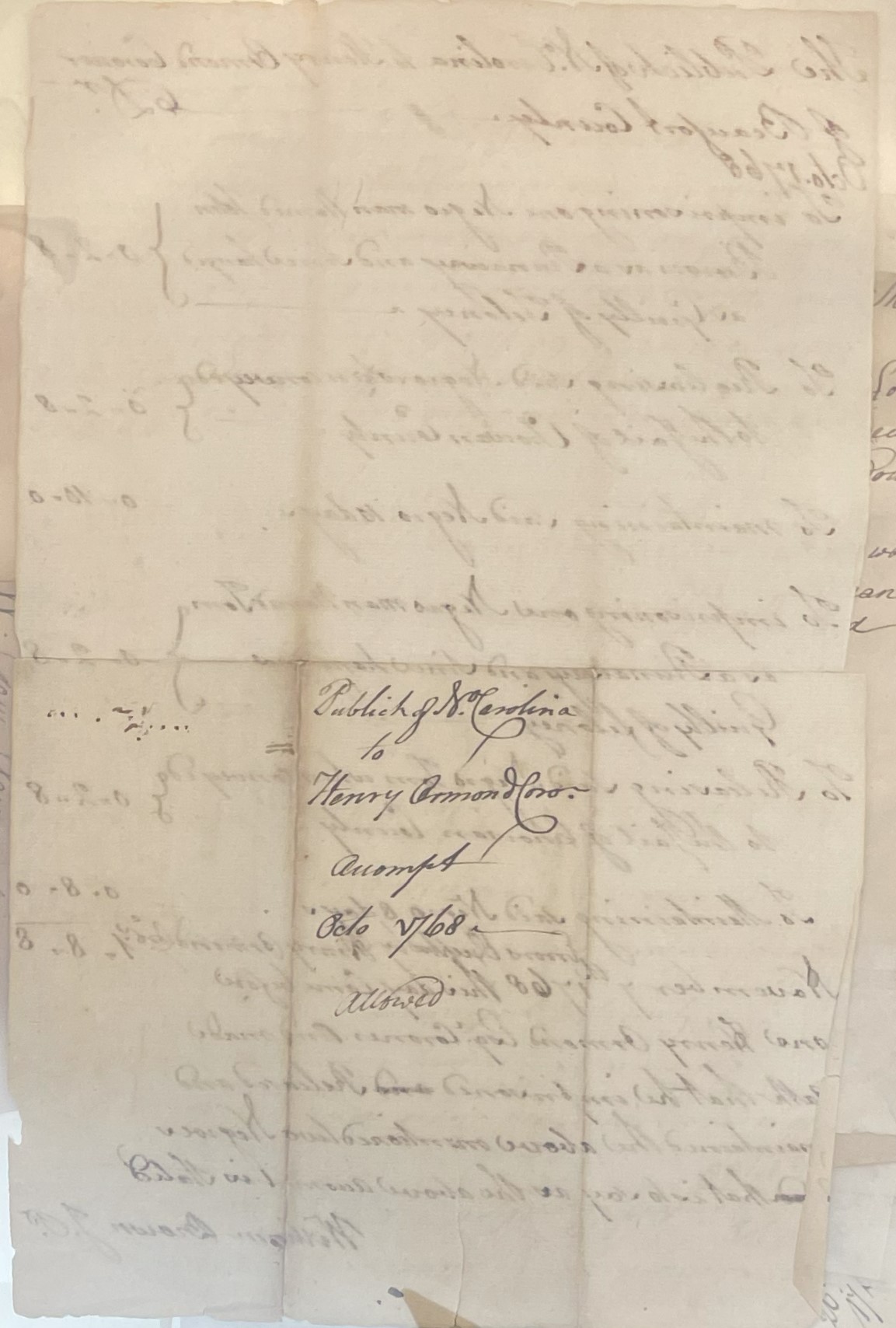 Bill from Henry Ormond for John Brown and Tom, 7 November 1768, page 2