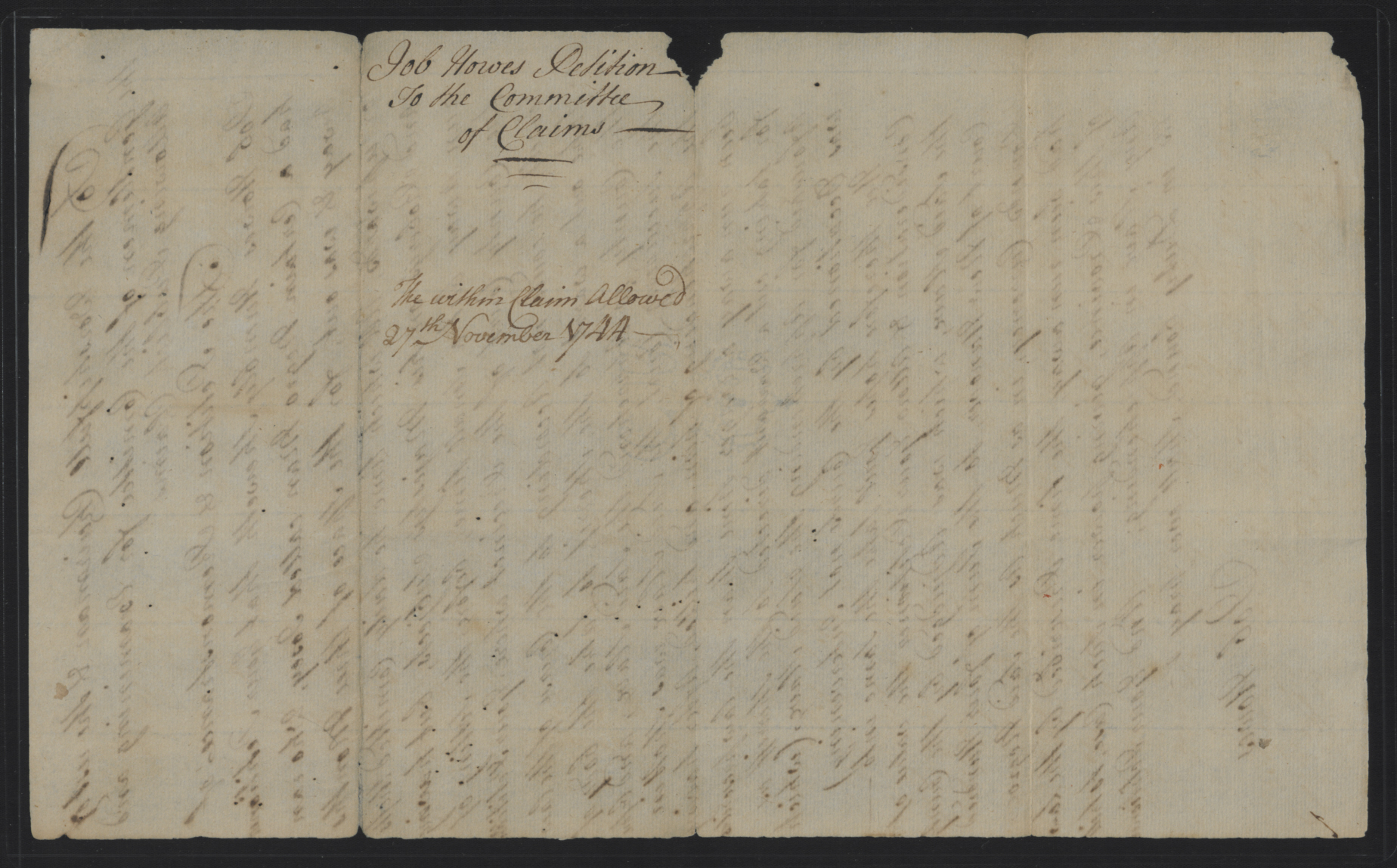 Petition from Job Howes concerning Josey, 27 November 1744, page 2