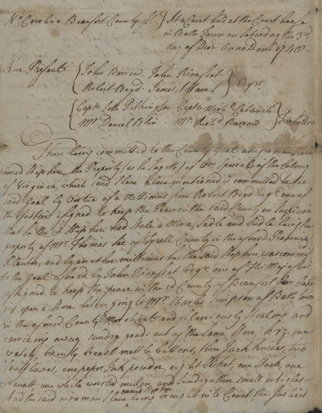 Trial of Stephen, 3 December 1748, page 1