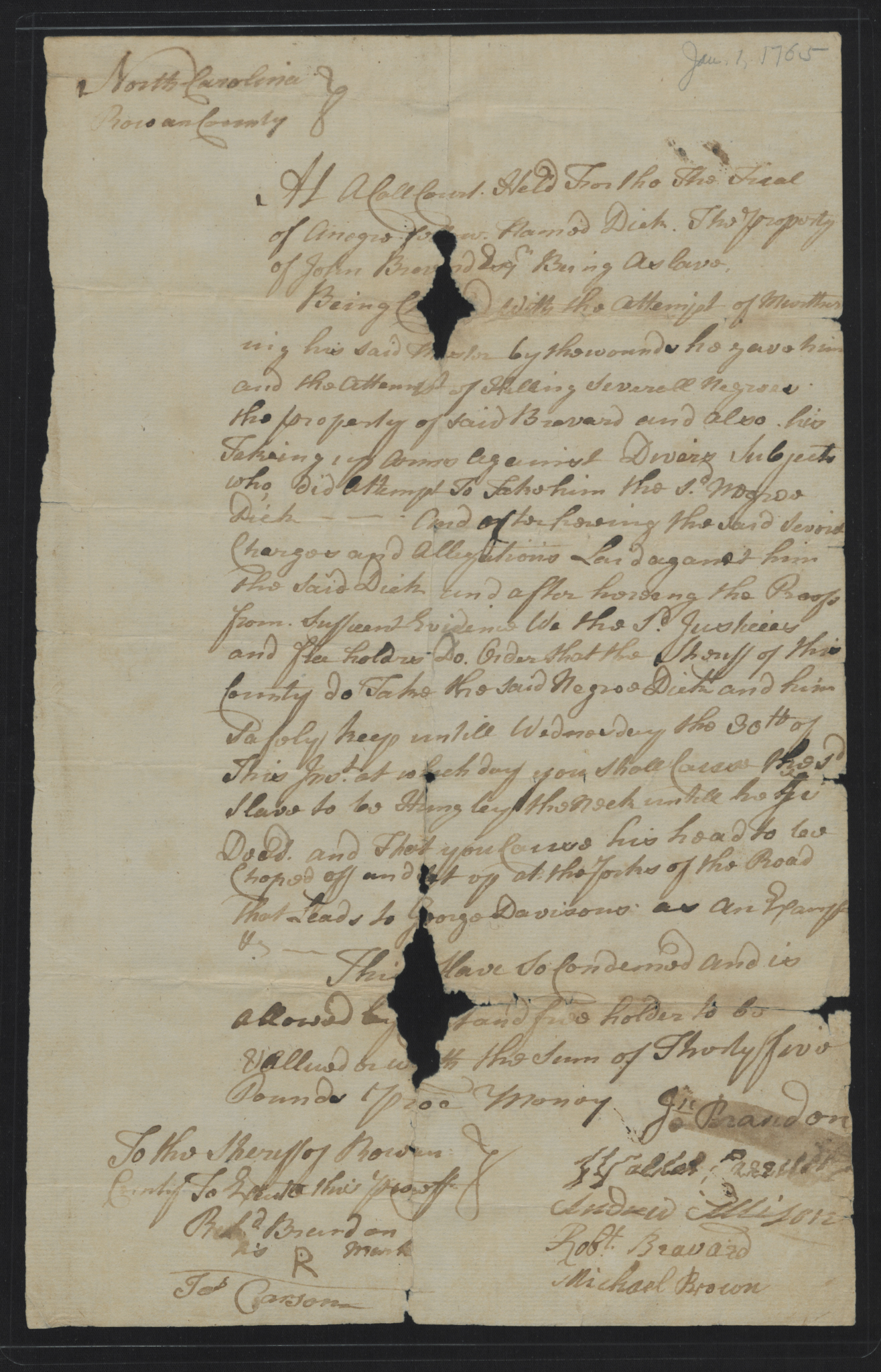 Trial of Dick, 1 January 1765, page 1
