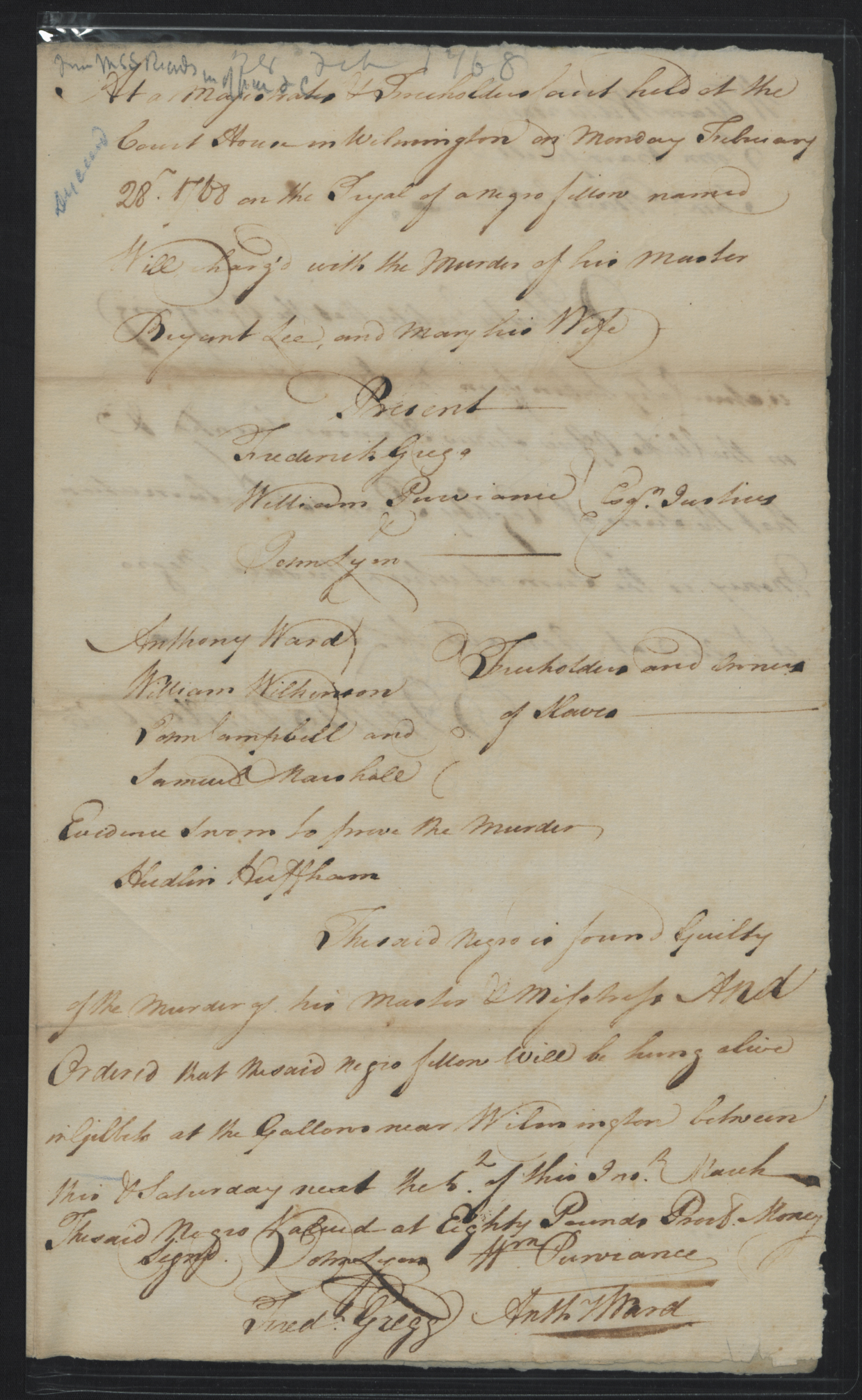 Trial of Will, 28 February 1768, page 1