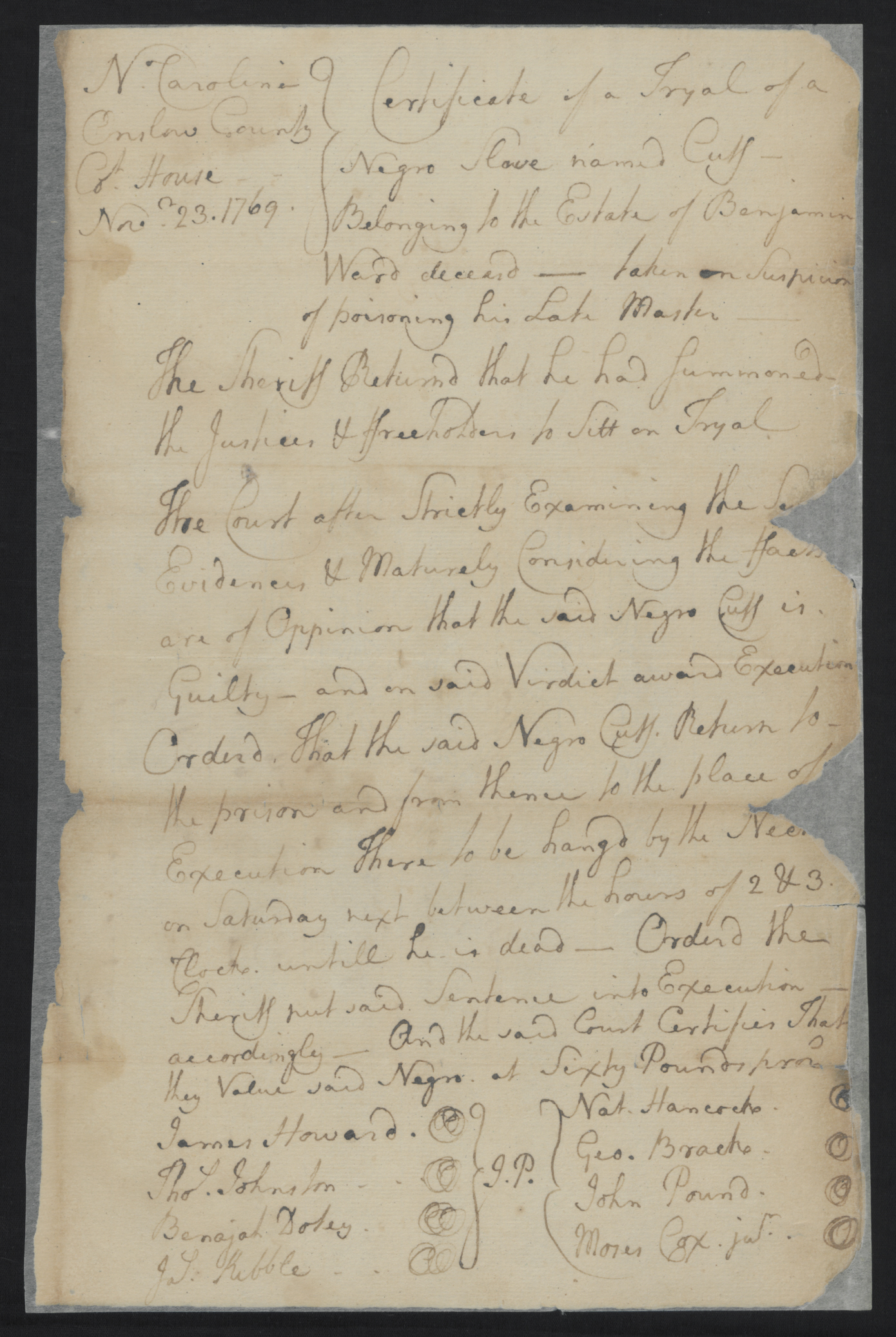 Trial of Cuff, 23 November 1769, page 1
