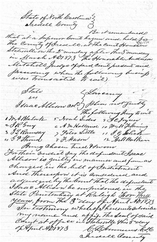 State of North Carolina vs. Isaac Allison