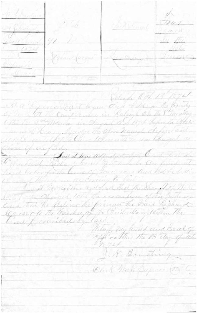 State of North Carolina vs. Richard Carver, 6 October 1874