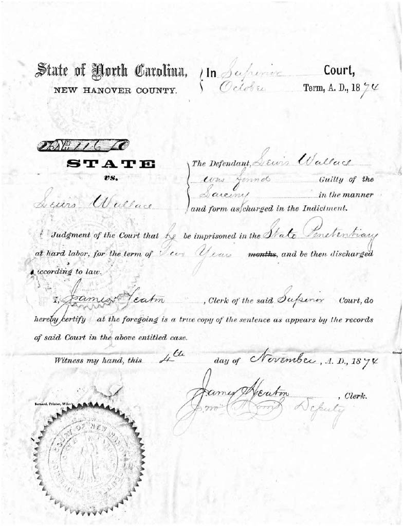 State of North Carolina vs. Lewis Wallace, 19 October 1874
