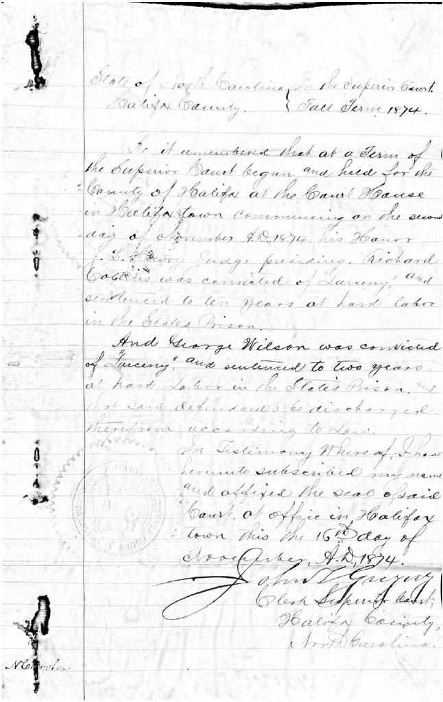 State of North Carolina vs. George Wilson