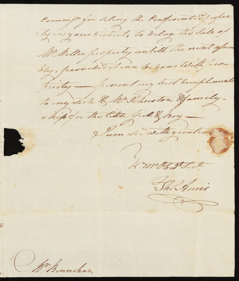 Letter from Thomas Amis to Richard Bennehan, 20 December 1784, page 3